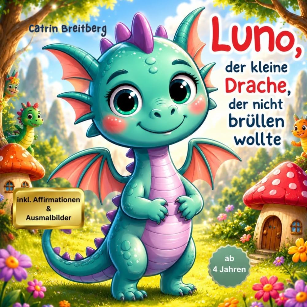 Luno, der kleine Drache, der nicht brüllen wollte: Mutmach-Vorlesegeschichte ab 4 Jahren mit Affirmationen & Ausmalbildern