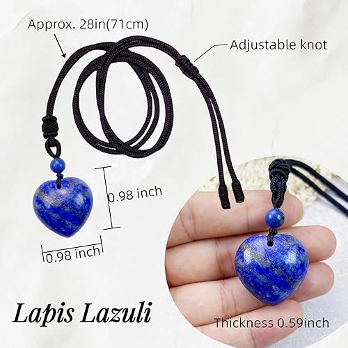 Miniatura 4 de EDEN'S CALL Collar con colgante de corazón de piedra de cristal tallada a mano para mujer, colgante de cuarzo curativo con cordón ajustable