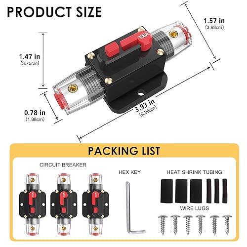 Miniatura 2 de Interruptor de disyuntor de 100 amperios, fusible impermeable de 100 A, soporte en línea, fusible reiniciable, reinicio manual, 12 V-48 V CC para