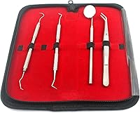 Vista 1 de OdontoMed2011 Juego de 4 instrumentos dentales kits con bolsa sarro calculo removedor de placa raspador dental espejo y escalador para uso personal