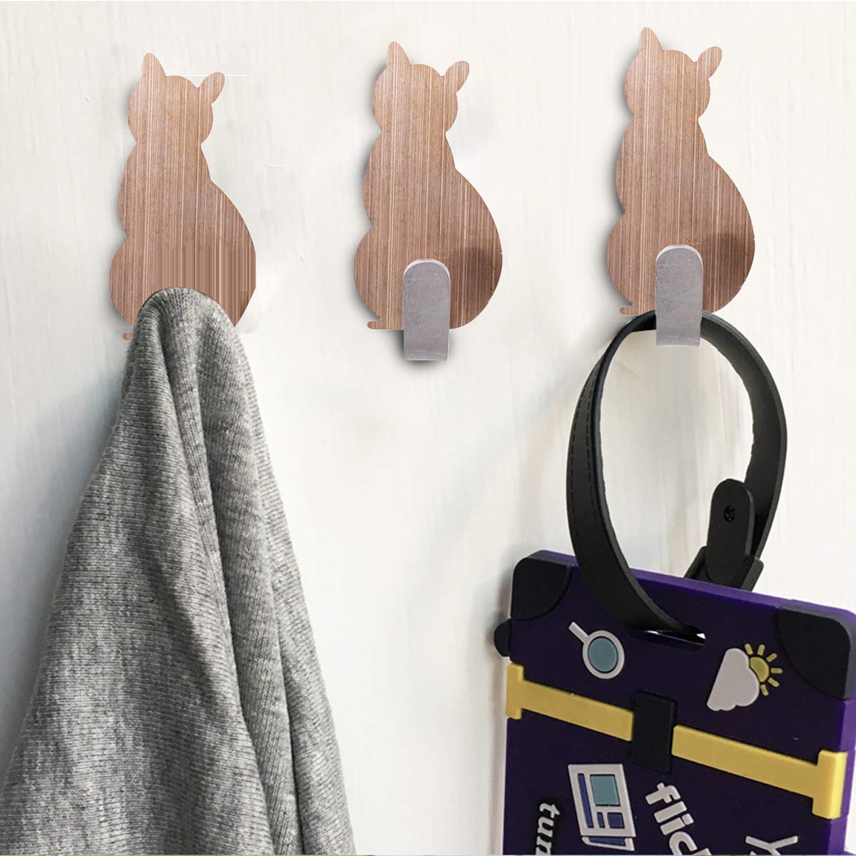 Genérico Toallero Ganchos para Toallas autoadhesivos Ganchos para Albornoz Ganchos Decorativos Ganchos de Pared creativos para Gatos Acero Inoxidable Soporte para Toallas de baño Cocina Ganch