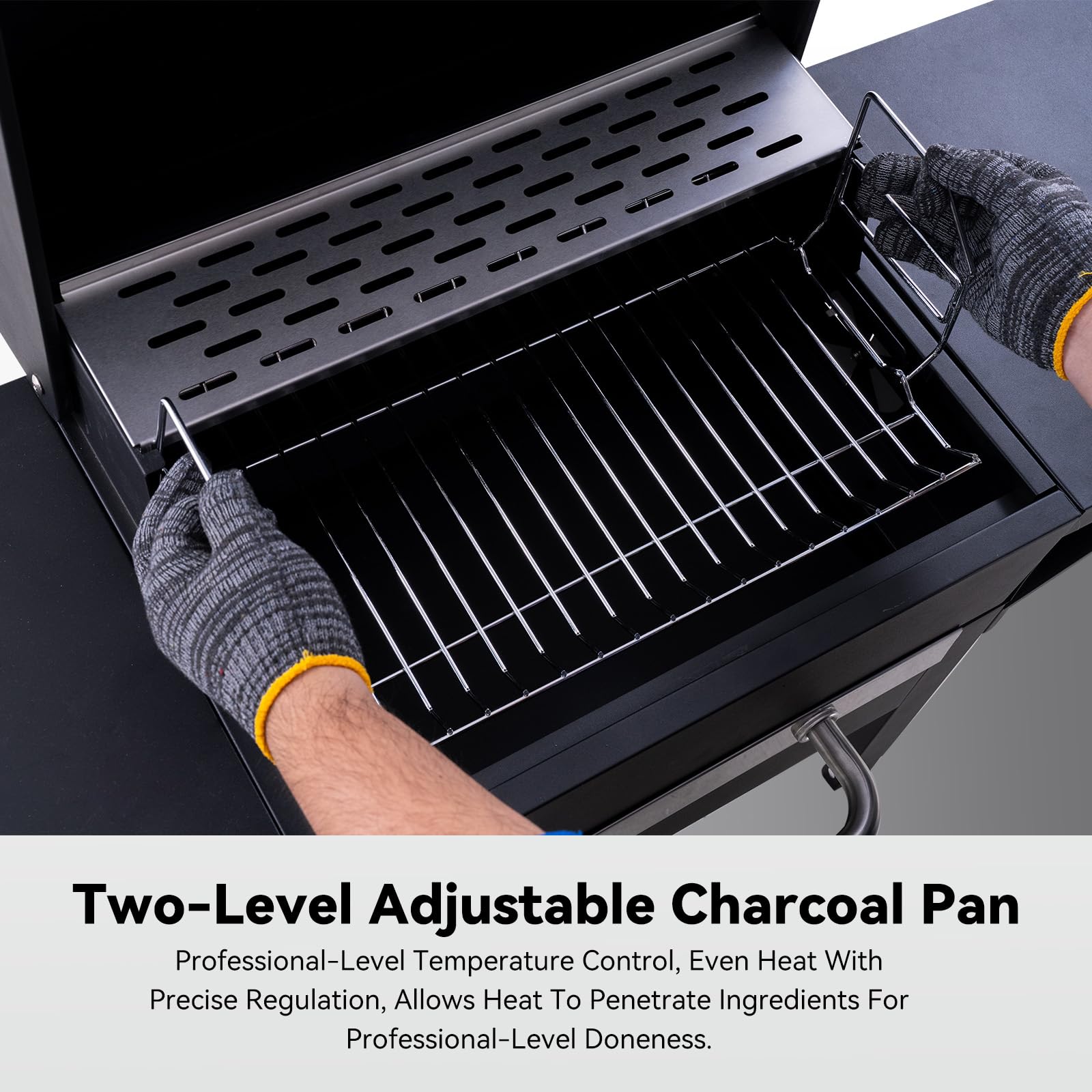 Barbecue a carbone con coperchio e copertura, Grill 2 in 1 compatto per balcone, Termometro integrato, Griglia mantenimento, Protezione esterno e facile da riporre