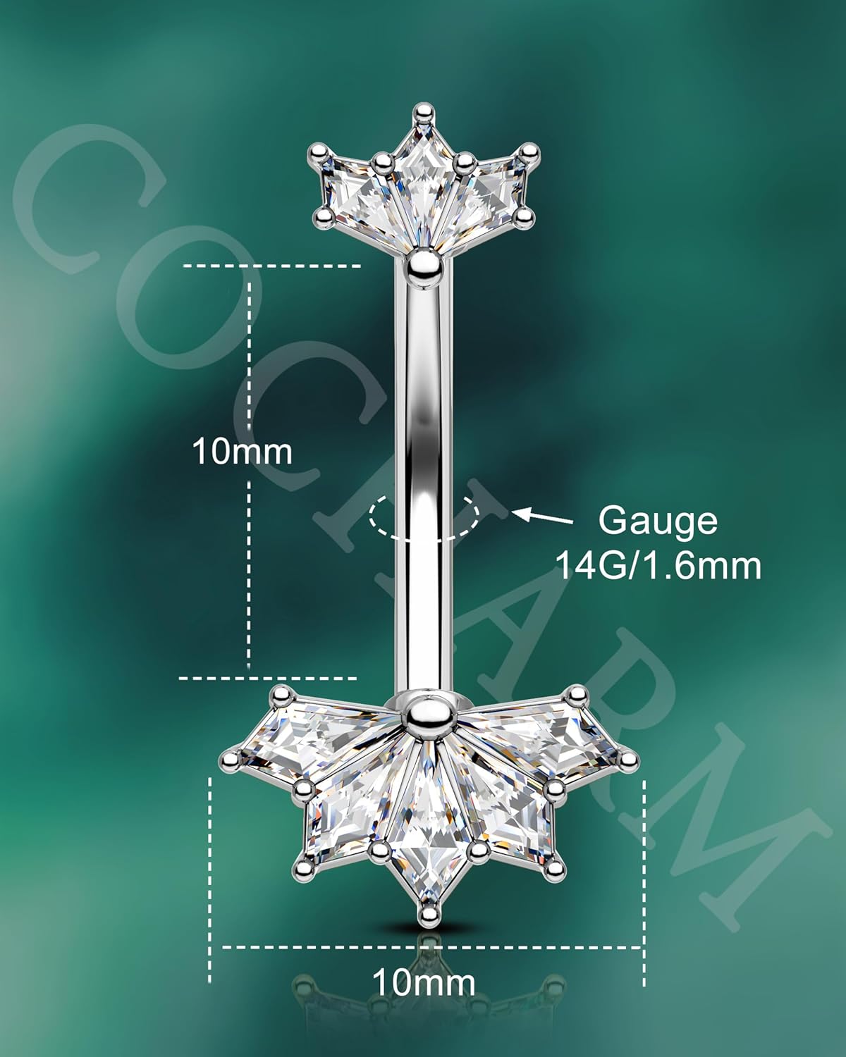 COCHARM Belly Button Rings 14G Cute Belly Button Piercing Stainless Steel Belly Navel Piercing Jewelry 10MM - Image 3