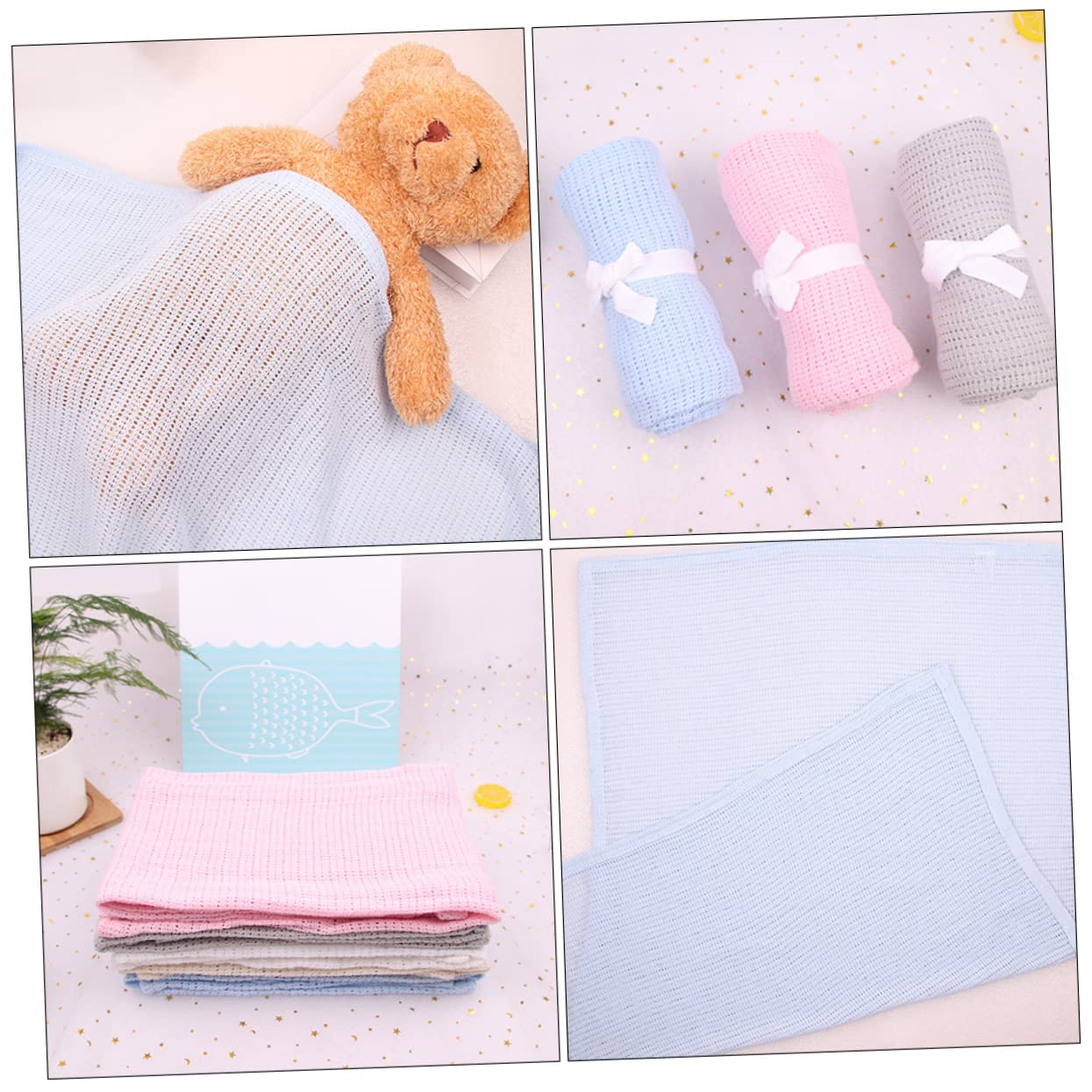 HEMOTON 6 Piezas de Aire Acondicionado para bebé Envoltura de Toalla de Bebe temático guardería mantita Bebe toquilla Bebe Mantas de bebé para niños Mantas de algodón