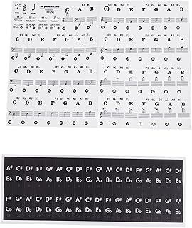 300 Stickers Piano Keyboard Stickers For 88 Key Large Letter Piano Stickers For Learning Removable Piano Keyboard Letters Notes Label For Beginners And Kids Summer Scrapbook Stickers (Black, One Size)