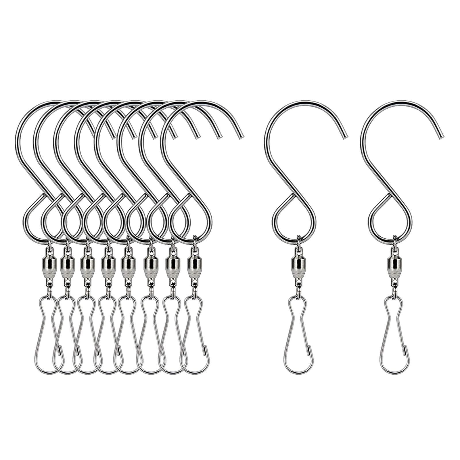 Fashion My Day 10x Swivel S Hooks Clips for Hanging Garden Wind Spinners Flower Pot Silver-image-43