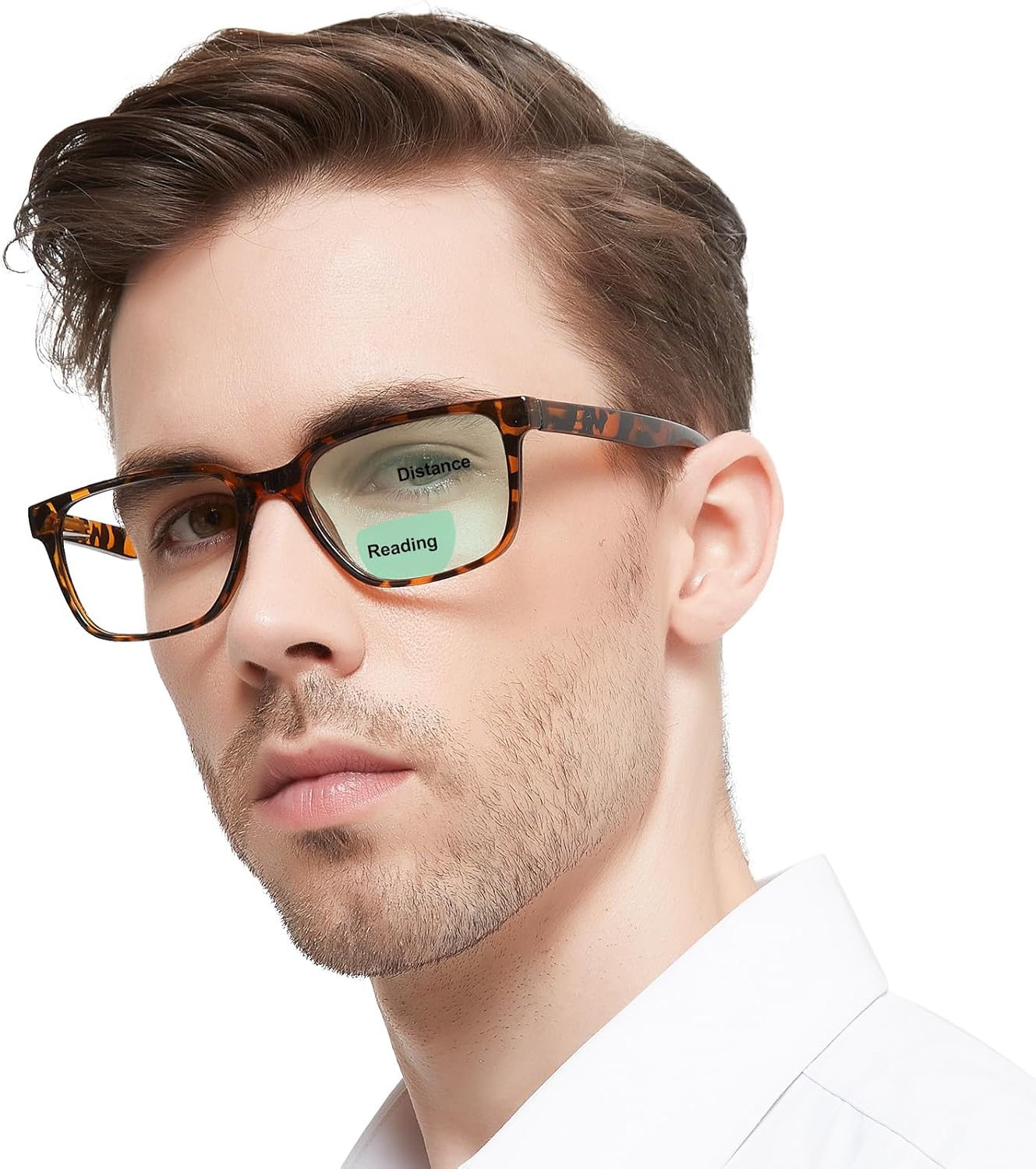 OCCI CHIARI Bifocals Reading Glasses for Men,Transition Square Eye Protection Readers