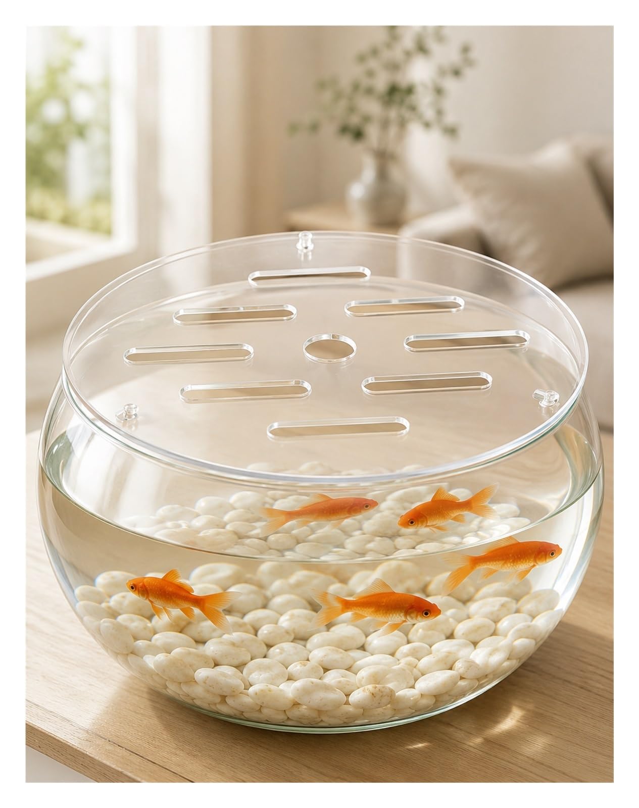 Generico Coperchio Acquario Rotondo Acrilico, Foro Alimentazione, Diametro 8-30 cm(27x27 cm)
