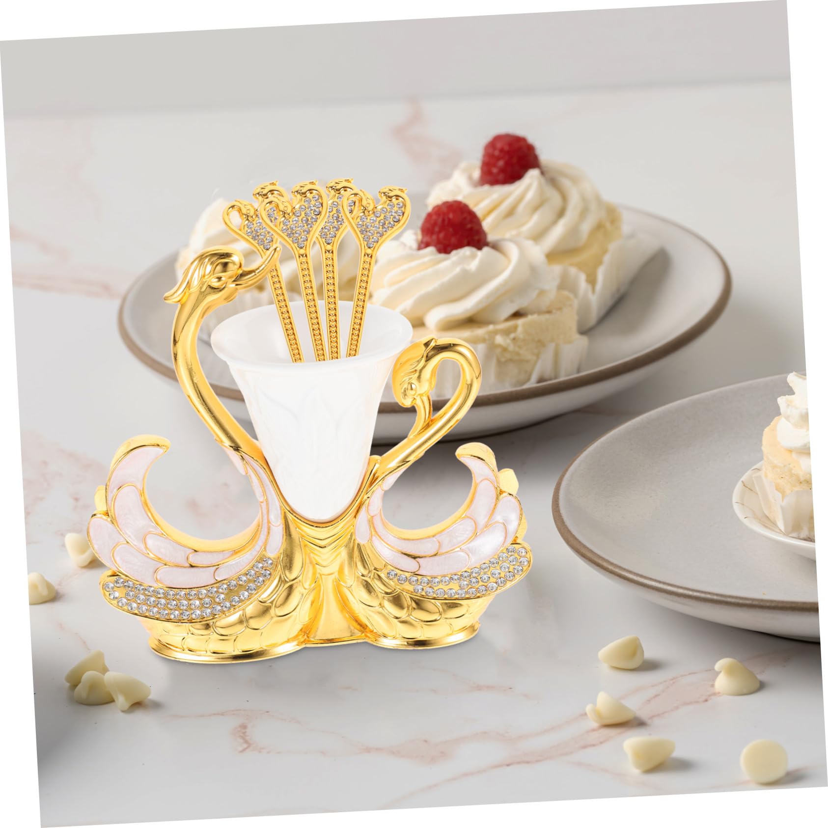 BESTYASH Cuillères à Café Métal Moulé avec Support de Rangement de Cuillères pour Service à Dessert et Café