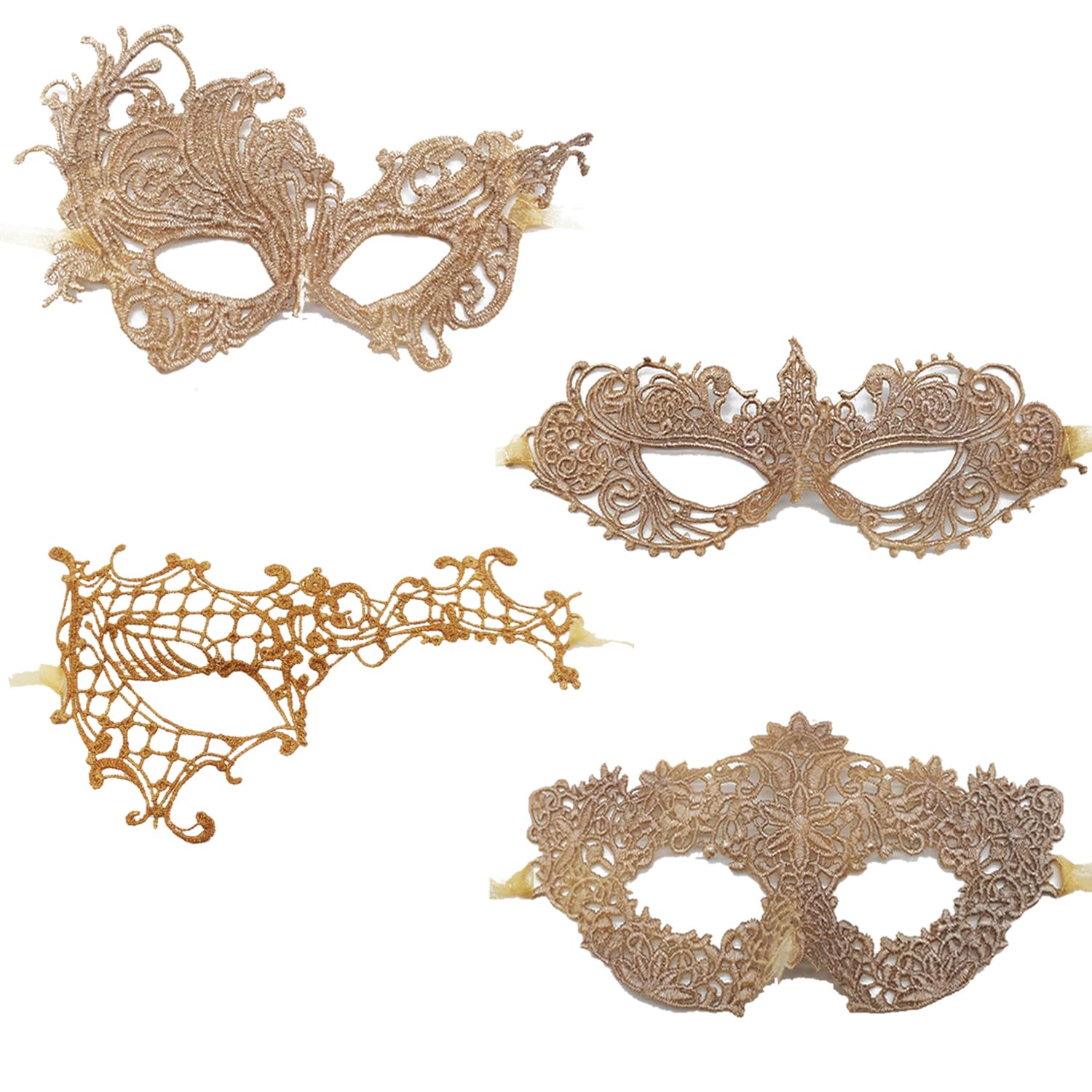 TFTSR Masquerade Masks for Women Couples,Men Mardi Gras Masks,Girls Black Gold Lace Masks,Adults Party Costume Venetian Dress