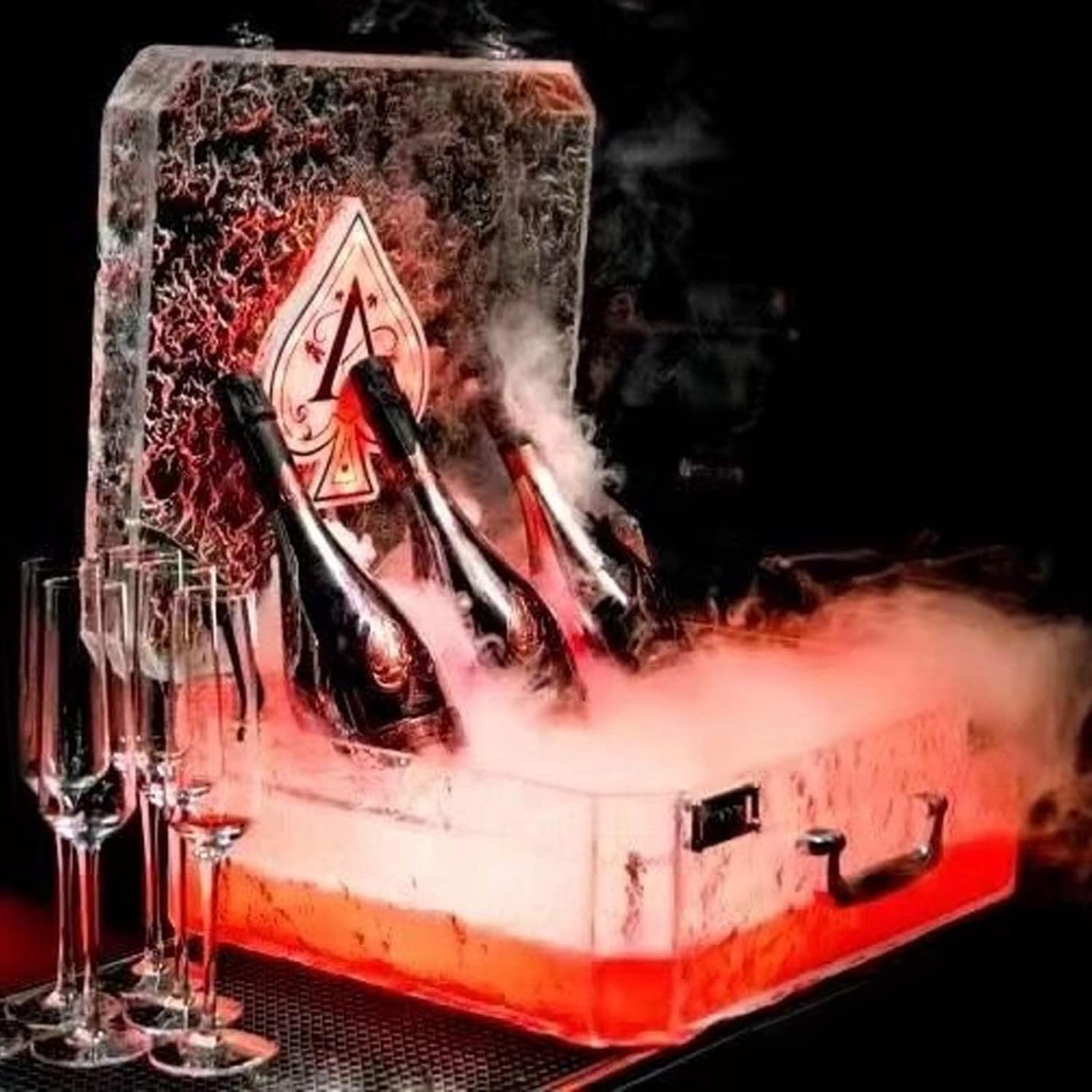 Caja de as de Espadas con luz LED Recargable para 3 Botellas, Estante de Exhibición de Botellas de Licor con luz LED, Estuche para Transportar Botellas de Champán, para Discotecas, Fiestas
