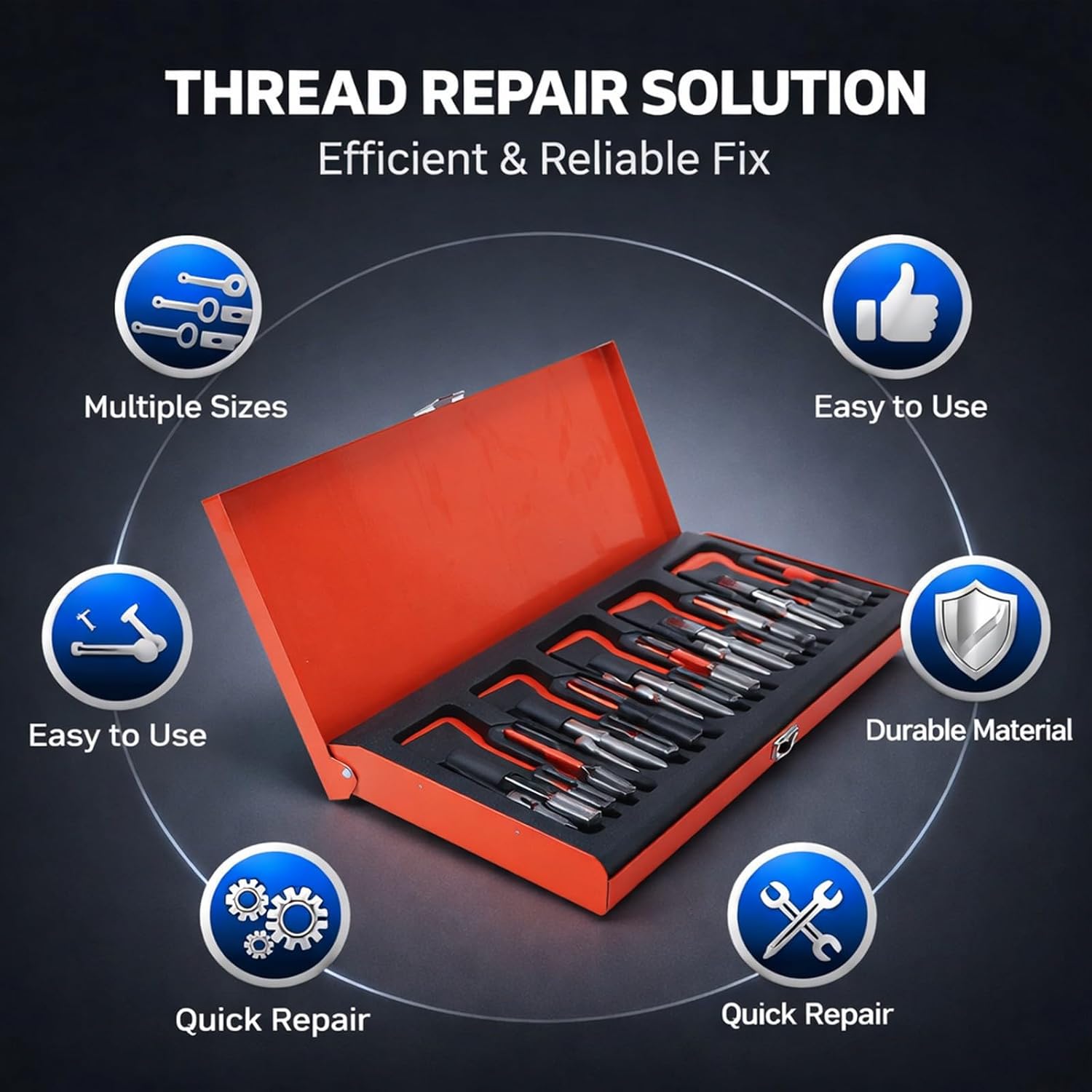Metric Thread Repair Kit HSS Thread Repair Insert Tool Kit for M5 M6 M8 M10 M12 Female Threaded Hole