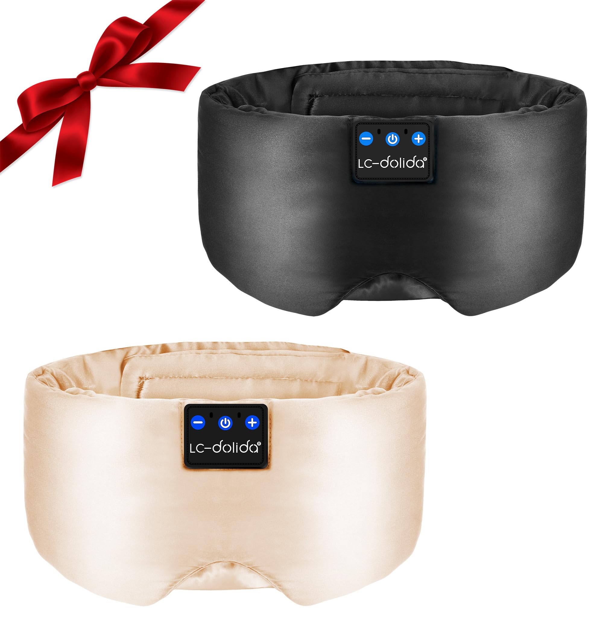 LC-dolida Luxurious Silk Soft Sleep Mask Sleep Headphones with Bluetooth 5 4 for Side Sleeper Total Blackout Eye