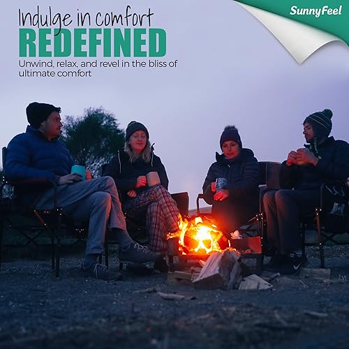Miniatura 4 de SUNNYFEEL Silla de directores de campamento con calefacción, resistente, de gran tamaño, portátil, con mesa auxiliar, bolsillo para playa, pesca,
