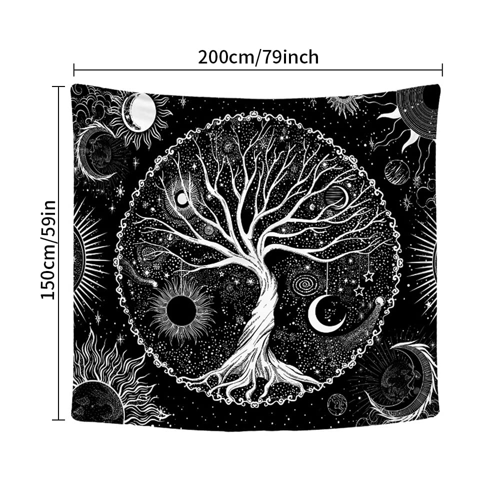 Tapisserie Murale Lune Et Soleil 3D 150x200cm - Tenture Boho Esthétique Chambre Salon Dortoir Décoration Esthétique