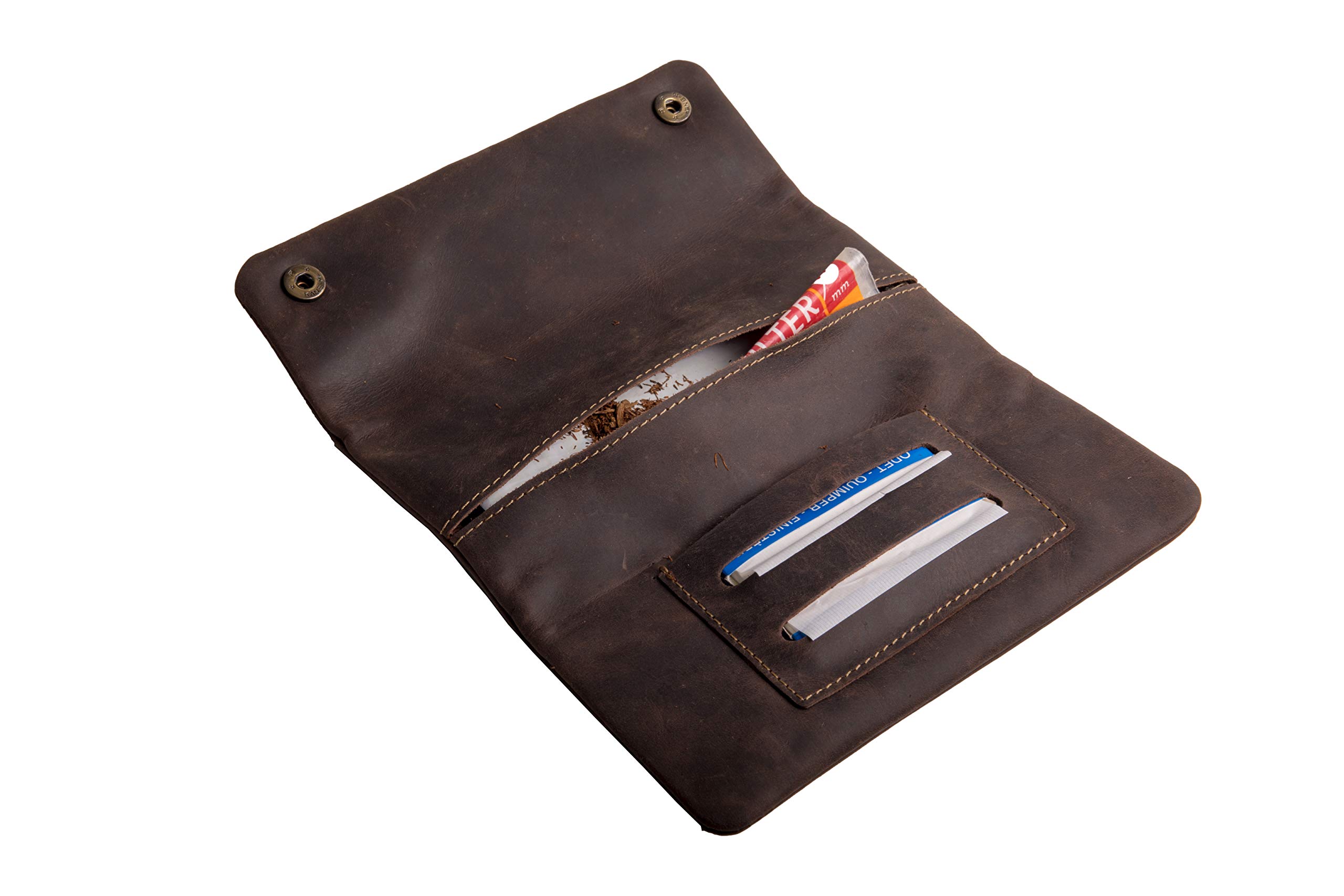 NDERS Pochette de Tabac Pochette en Cuir véritable Sac à Tabac Sac de Fumage Design Allemand (Marron-arbre)