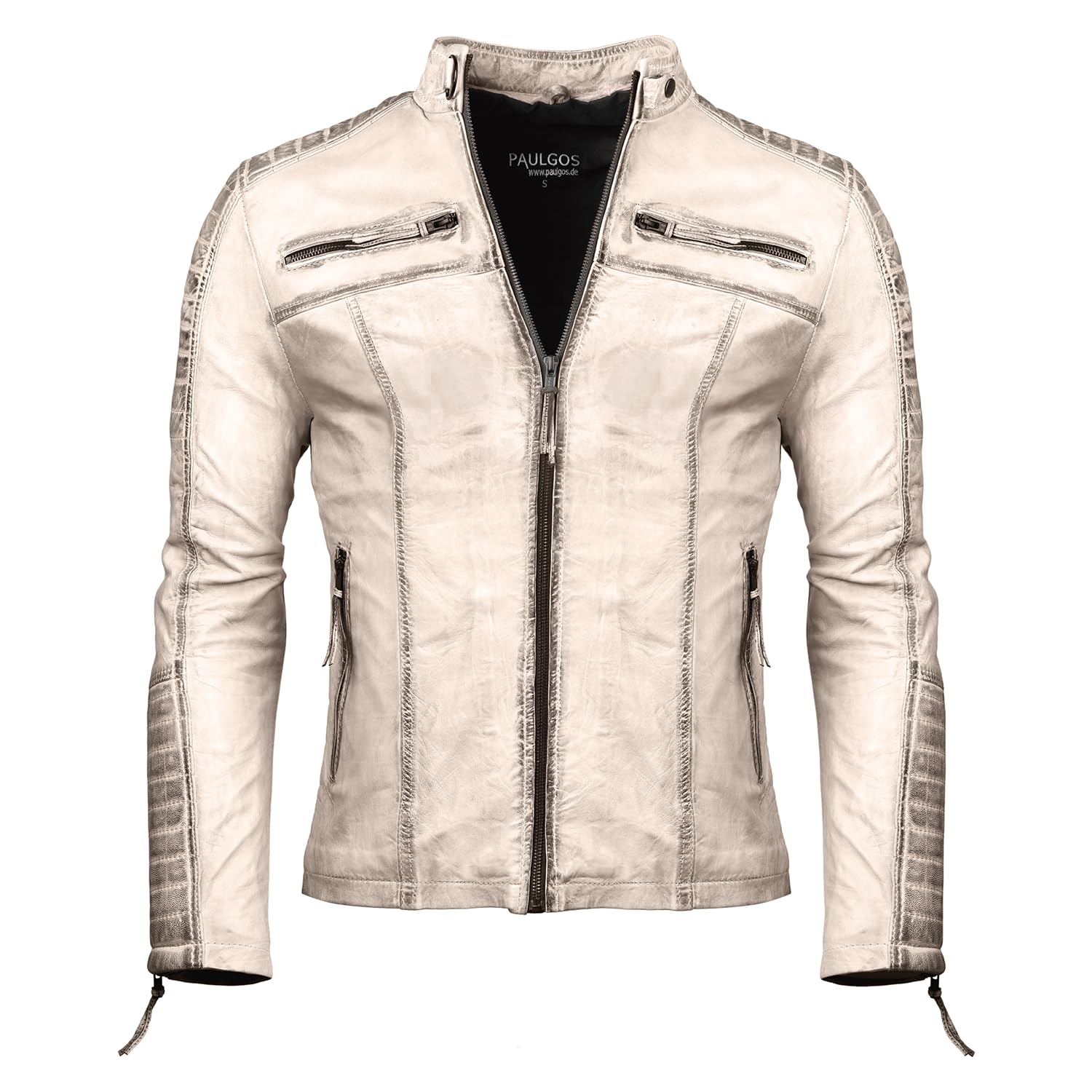 PAULGOS Herren Lederjacke Echtes Leder Jacke Echtleder Übergangsjacke Fashion in 5 Farben Gr. S-7XL Design 1