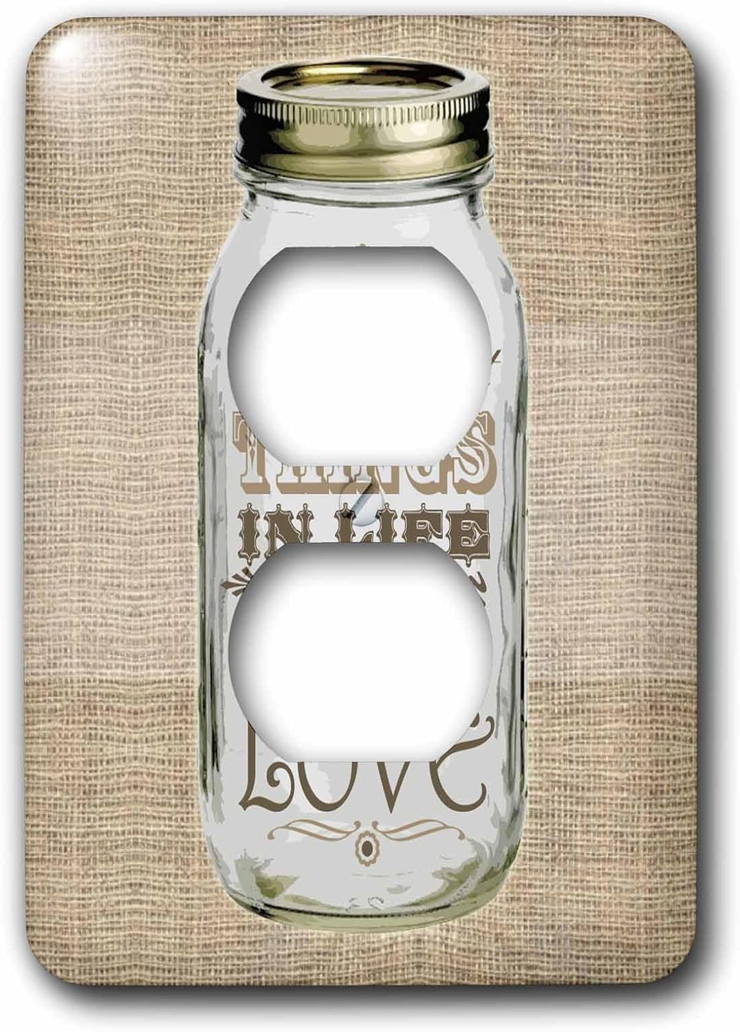 3dRose lsp_128507_2 Mason Jar on Burlap Print Brown The Best Things in Life are Made with Love Gifts for the Cook Double Toggle Switch