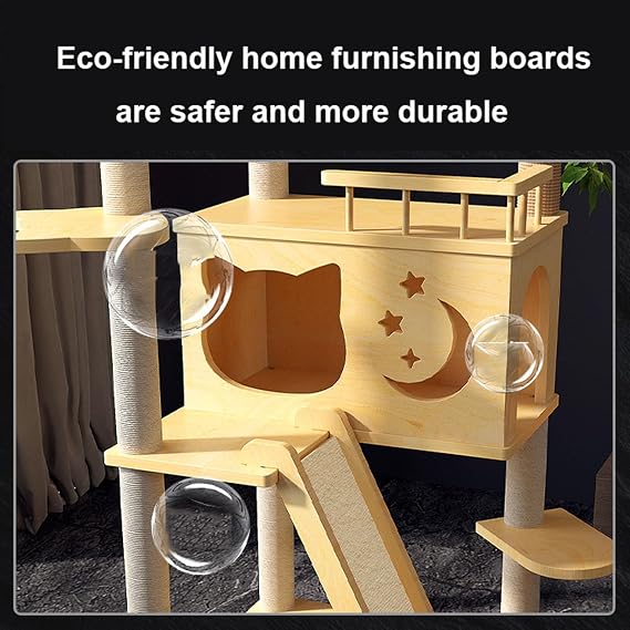 XL Cat Tree Cat Tower for Medium Cats Multi-Level Cat Climbing Tower Cat Furniture with Double Space Pods Sturdy Perch and Large Cat Bed 50 * 50 * 152cm