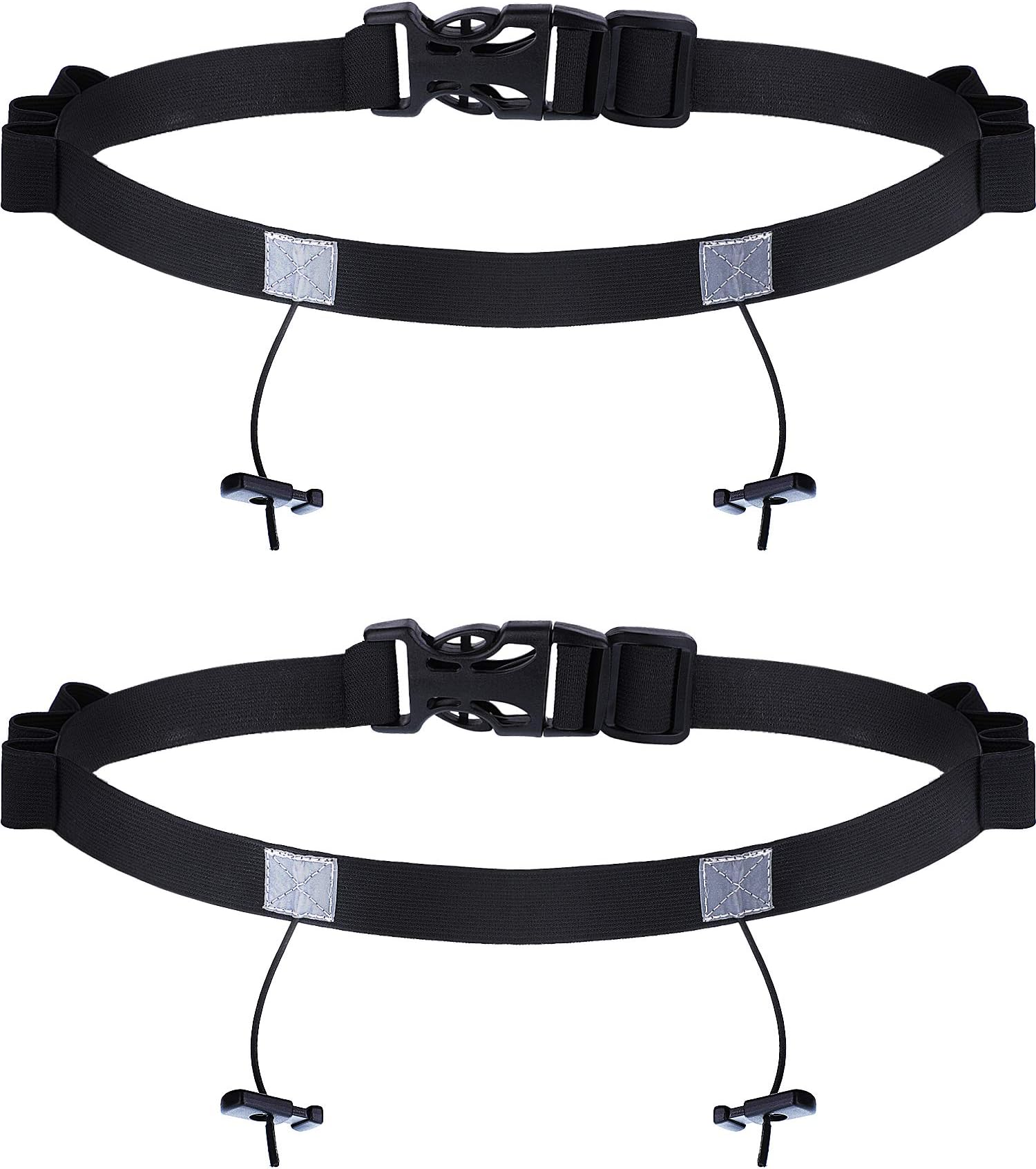 JOVITEC 2 Pieces Race Number Belt with 6 Gel Loops for Running Cycling Triathlon Marathon (Black)