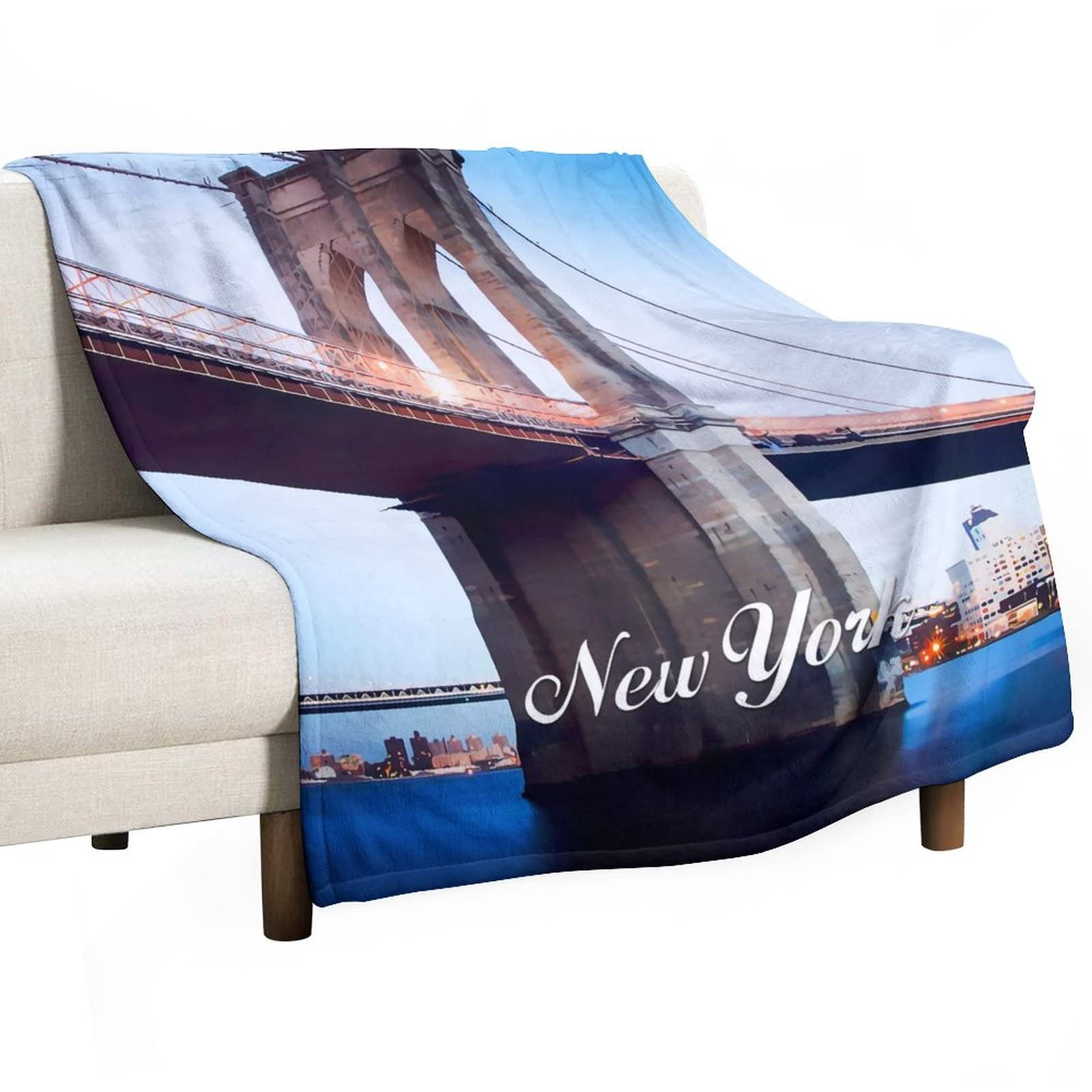 Couverture douce et chaude en peluche supérieure motif gratte-ciel 130x150cm