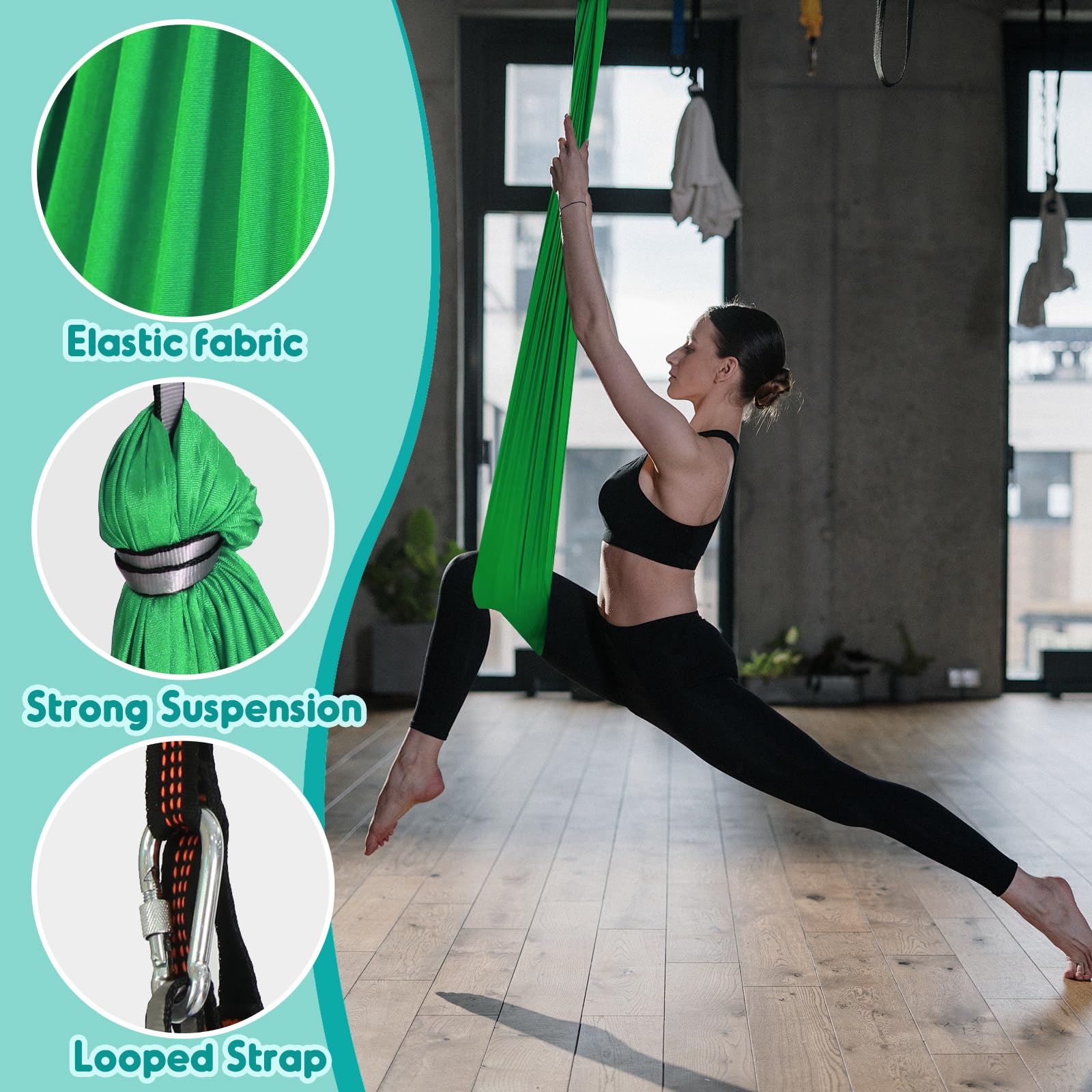 Chihee Aerial Yoga Hammock Swing Kit,Soft Heavy-duty Fabric Yoga Stretching Fitness Sling Full Rigging Hardware Easy Set-up Guide - Image 7