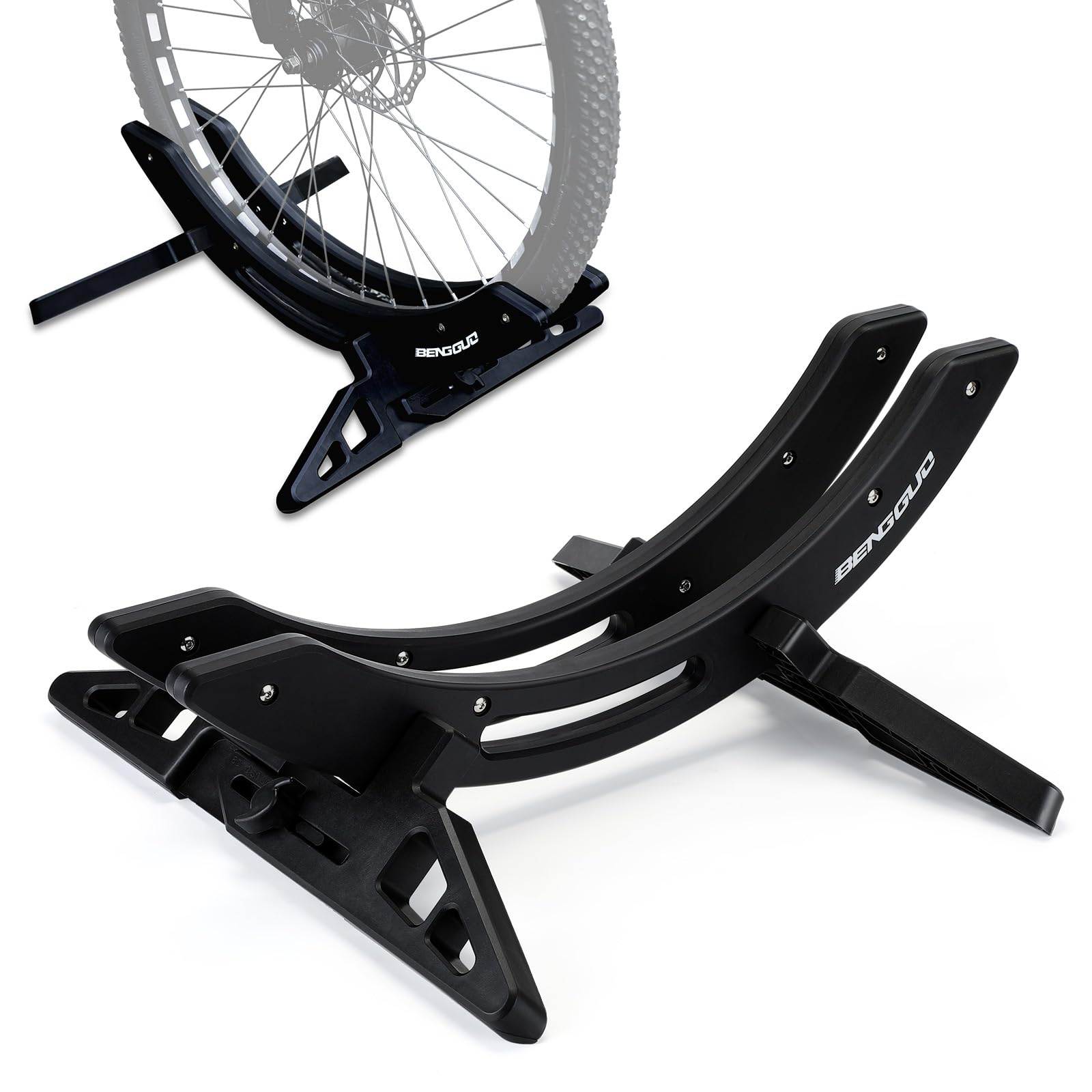 WILDKEN Bike Stand, Bike Stand Floor for Home/Garage Adjustable Bicycle Stand Bike Parking Rack Fit Road, Mountain, MTB, BMX, E-bike, Scooter, Fat Tire Bikes (Black)