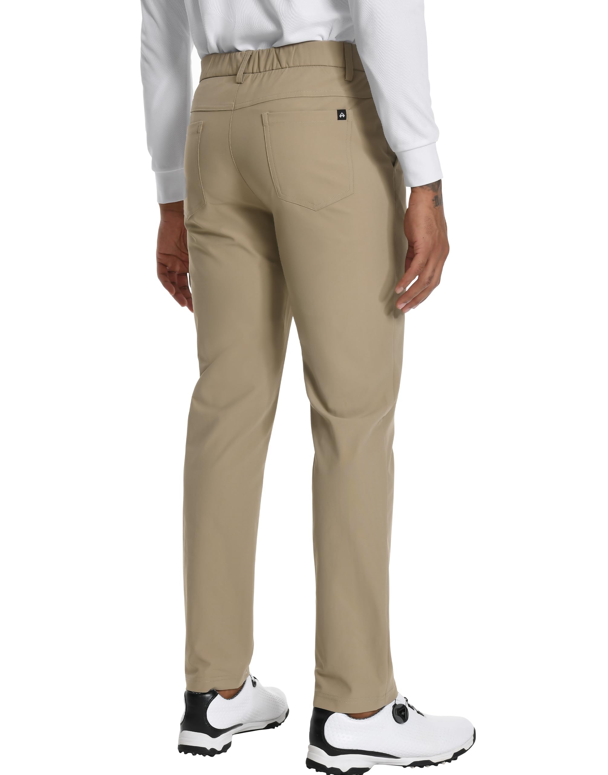Pioneer Camp Pantaloni da golf da uomo, elasticizzati, traspiranti, lunghi, con elastico in vita e 3 tasche funzionali, cachi, 34 W/32 L