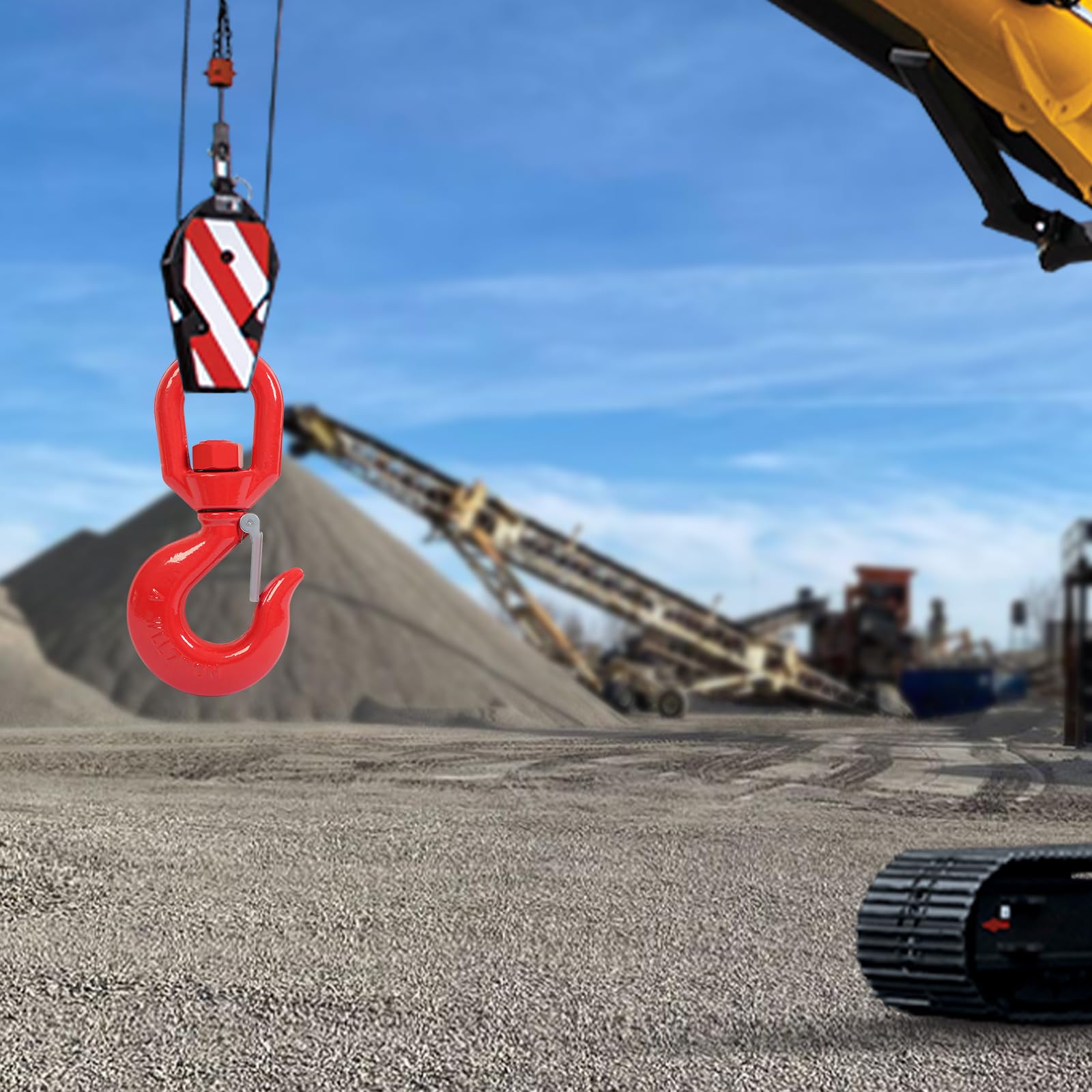 Gancio girevole in lega di acciaio, girevole a 360°, gancio di sollevamento con blocco di sicurezza per rimorchi camion, carrelli elevatori, terminali portuali (7t) (11T)