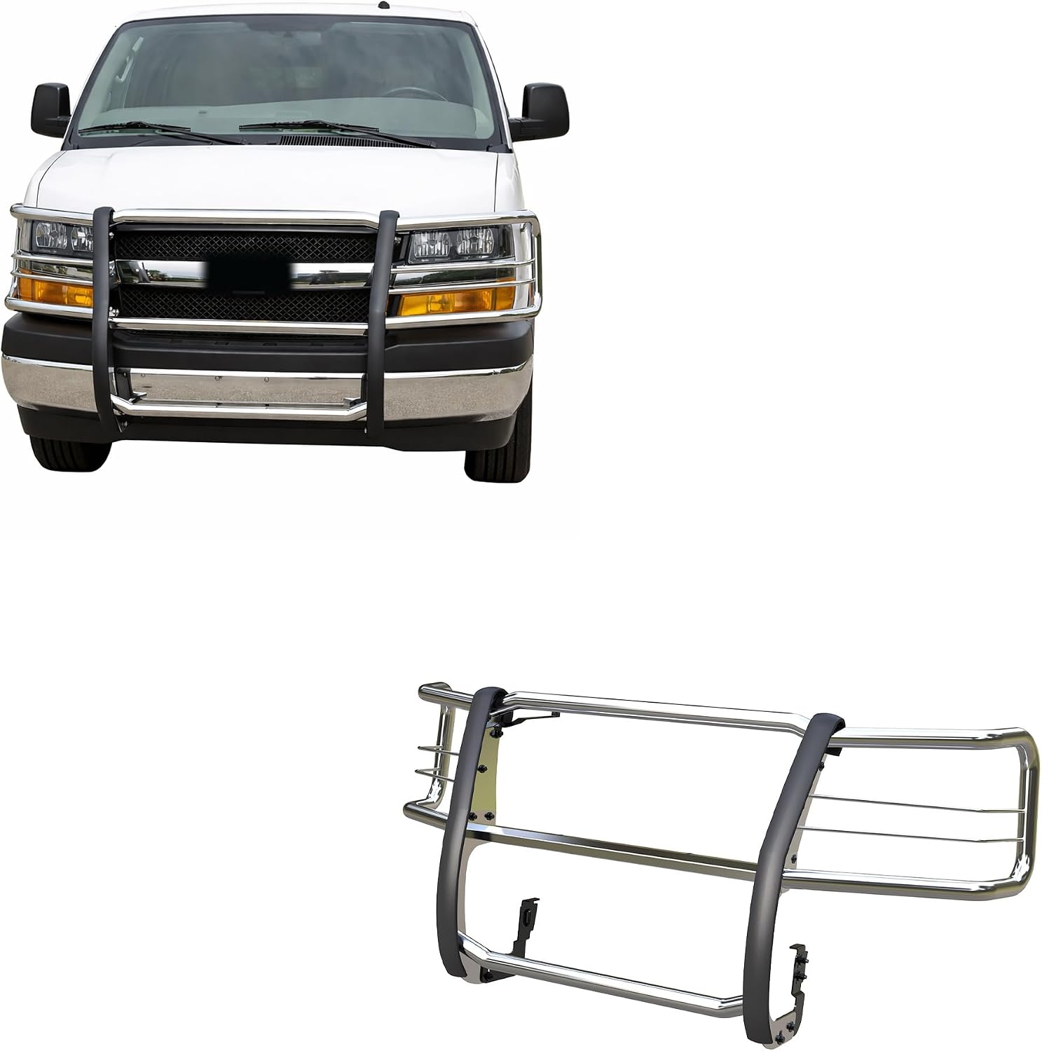 Black Horse Grille Guard Modular Stainless Steel Compatible with 2003-2026 Chevrolet Express-17GV02MSS