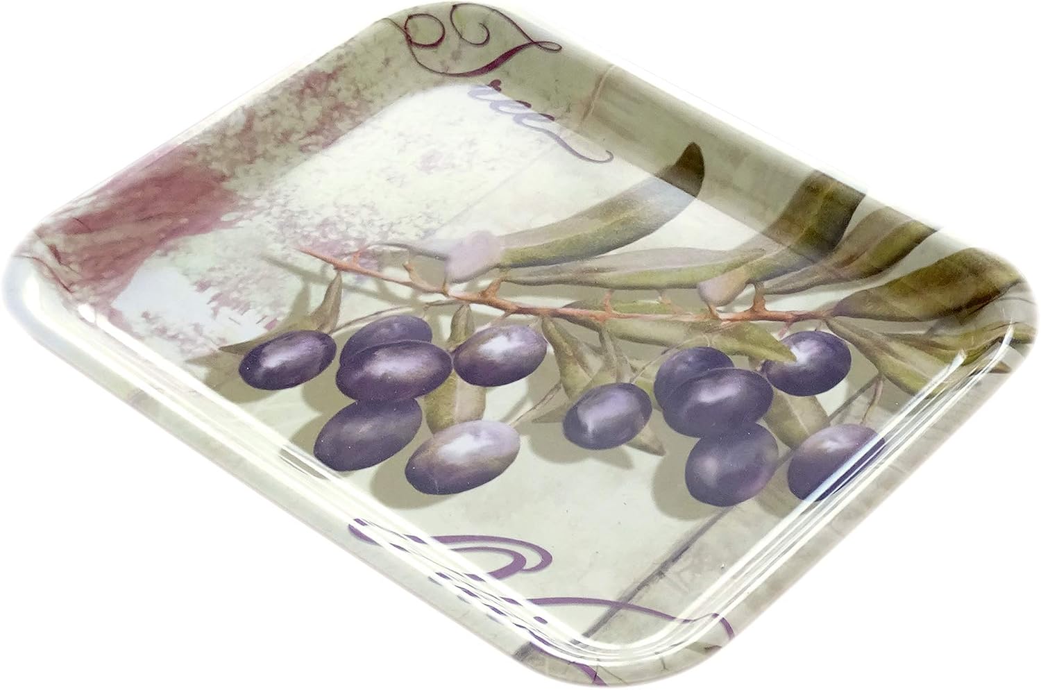 Lashuma Plastic Serving Tray Rectangular Melamine Tray Green 31 x 23 cm Small Decorative Tray Olive Tree Motif - Image 5
