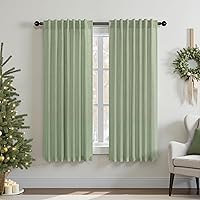 Vista 51 de Cortinas de lino natural semitraslúcidas Pitalk de 36 pulgadas de ancho para sala de estar, juego de 2 paneles con pestaña trasera, cortinas