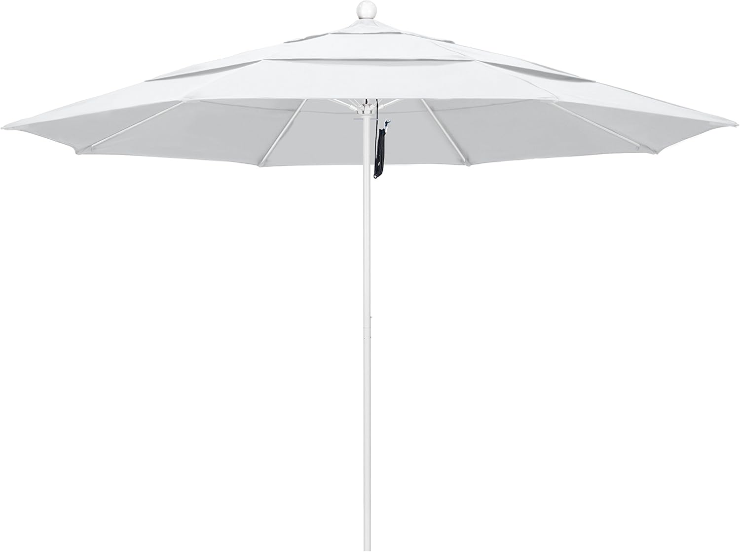 California Umbrella Round Aluminum Frame Fiberglass Umbrella, 11', Matted White Finish White Olefin Fabric