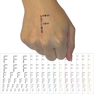 Elegant Botanical Floral Letter F Temporary Tattoo Water Resistant Fake Body Art Set Collection - Dark Green (One Sheet)
