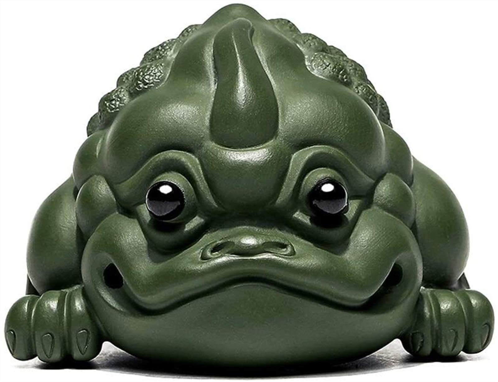 Sculpture figurine crapaud à trois pattes vert argent artisanat thé Feng Shui