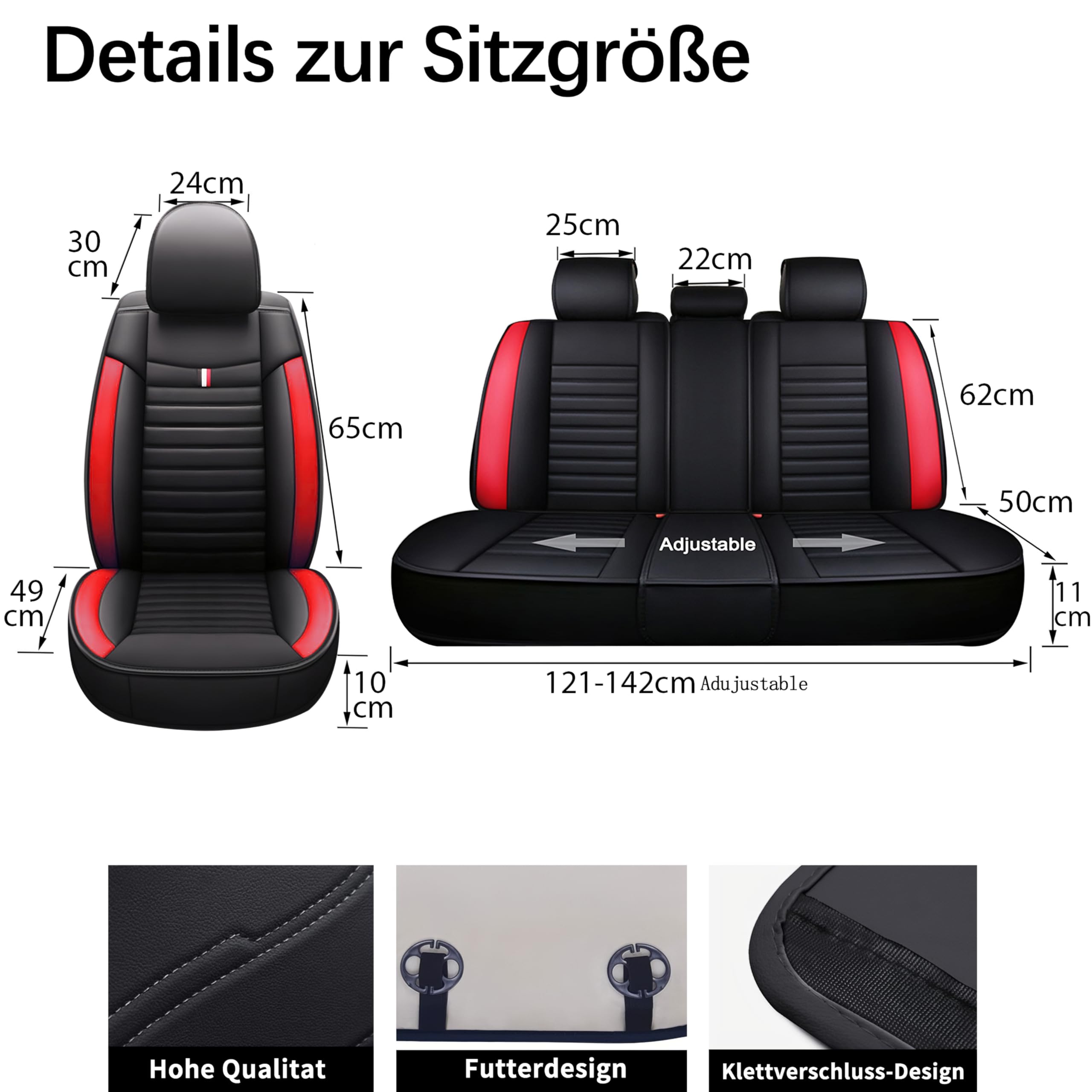 komplet 5-częściowych osłon foteli samochodowych, uniwersalne pokrowce na fotele do Mercedes-Benz klasy B klasy C klasy E GLB GLE GLK, skóra syntetyczna, oddychające i wodoodporne oraz odporne