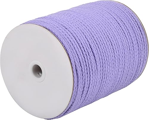 Cordón de macramé de algodón trenzado morado de 0.157 in x 172 yardas, cuerda trenzada natural para manualidades, colgar en la pared, colgador de