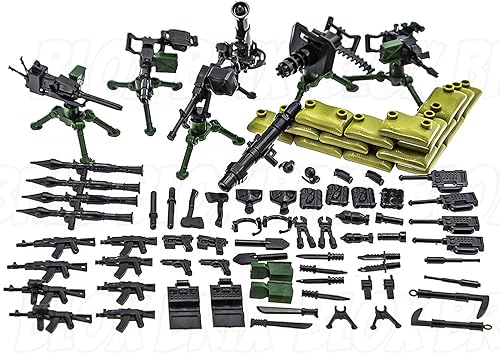 BloxBrix 106 piezas de armas-ametralladoras-rifles compatibles con Lego-Guns, Minifiguras-Add-ons-Base-Military-Toy-Soldiers-Policía,