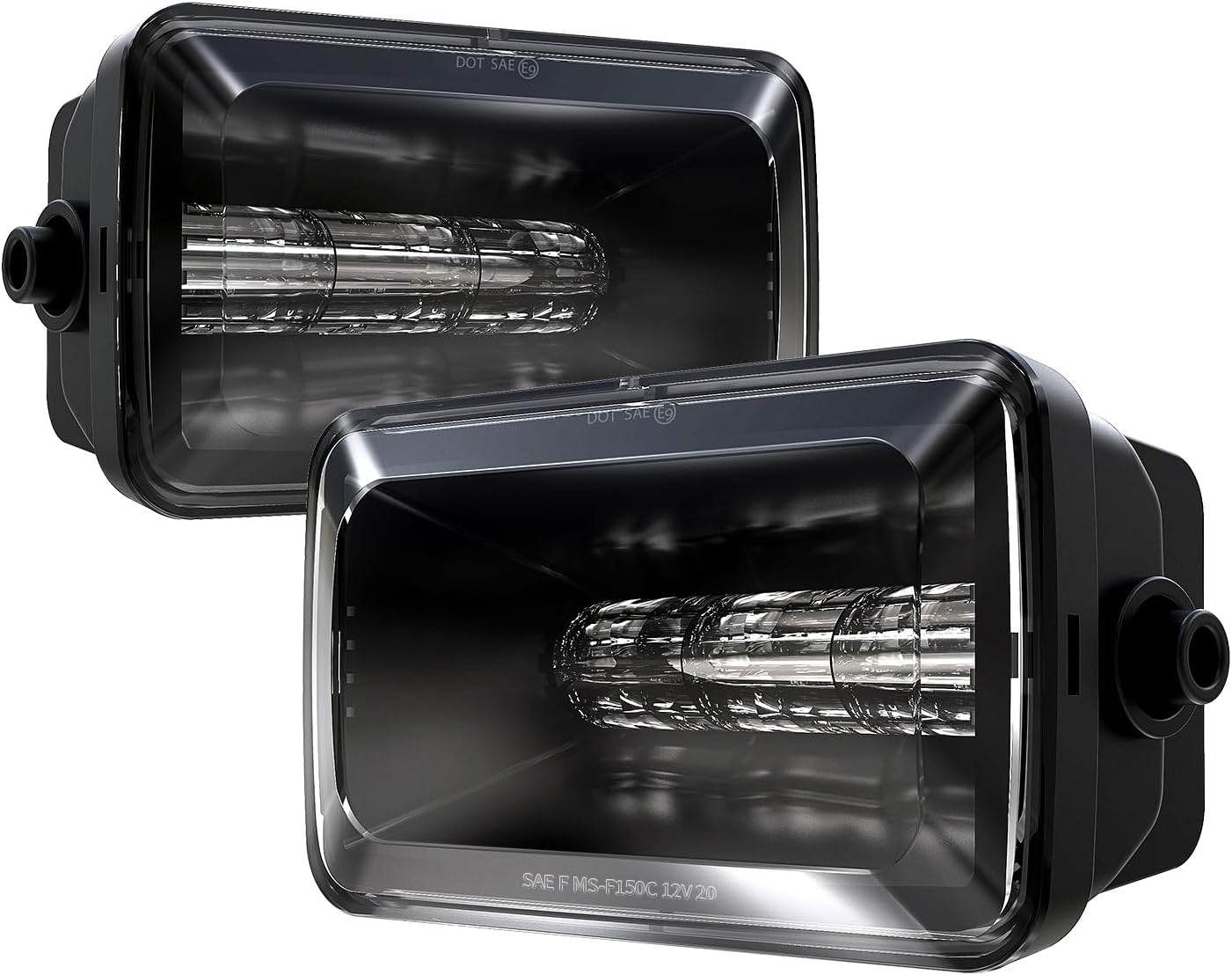 LED Fog Lights DOT Driving Fog Lamps Assembly Compatible With 2015-2020 Ford F150, 2017-2018 Super Duty, 1 Pair Black
