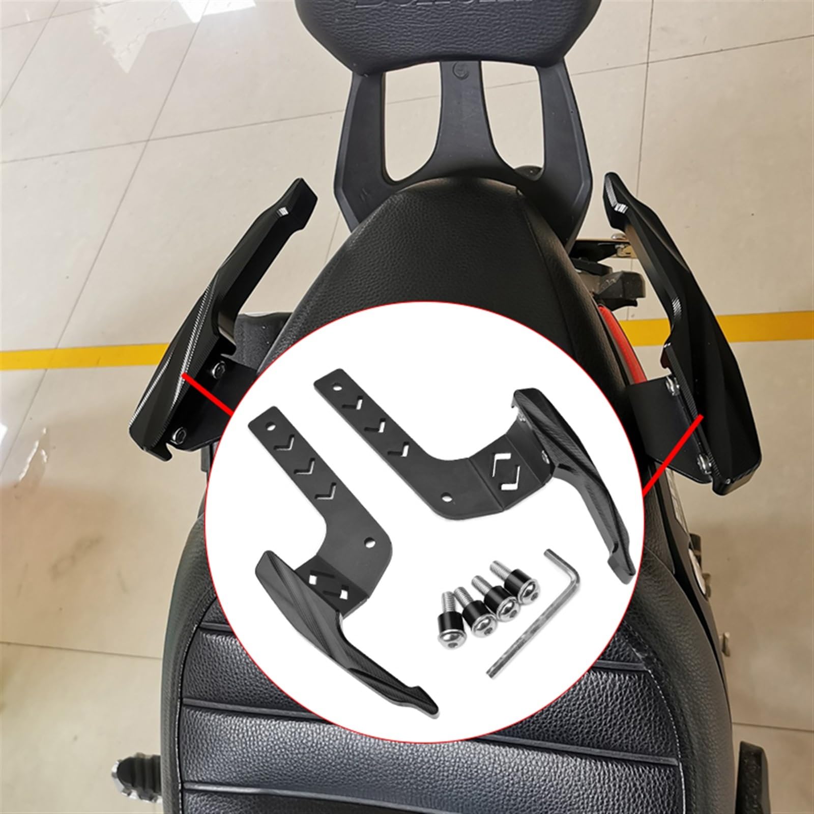 Maniglione per Moto per Benelli Leoncino800 CNC Moto Passeggero Maniglia di Sostegno Posteriore Maniglia per Sedile Maniglia per Barra di Sostegno (Color : Black)