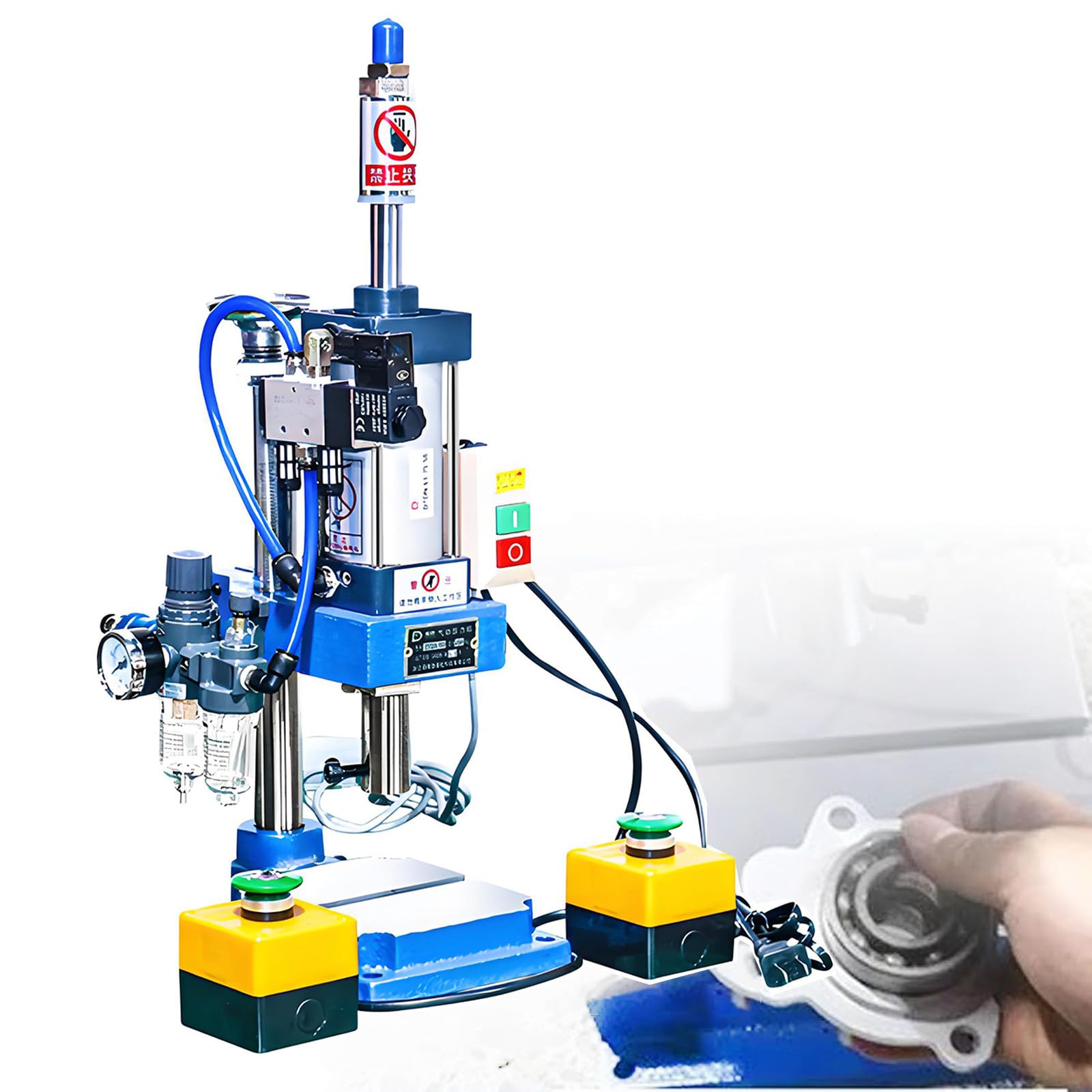 Jozyjul Doublebutton Pneumatic Punch Press Machine 200Kg/300Kg Pressure,0.4-0.7Mpa Heavy-Duty Industrial Pneumatic Punch Press For Efficient Bending, Riveting & Extrusion Forming -300Kg