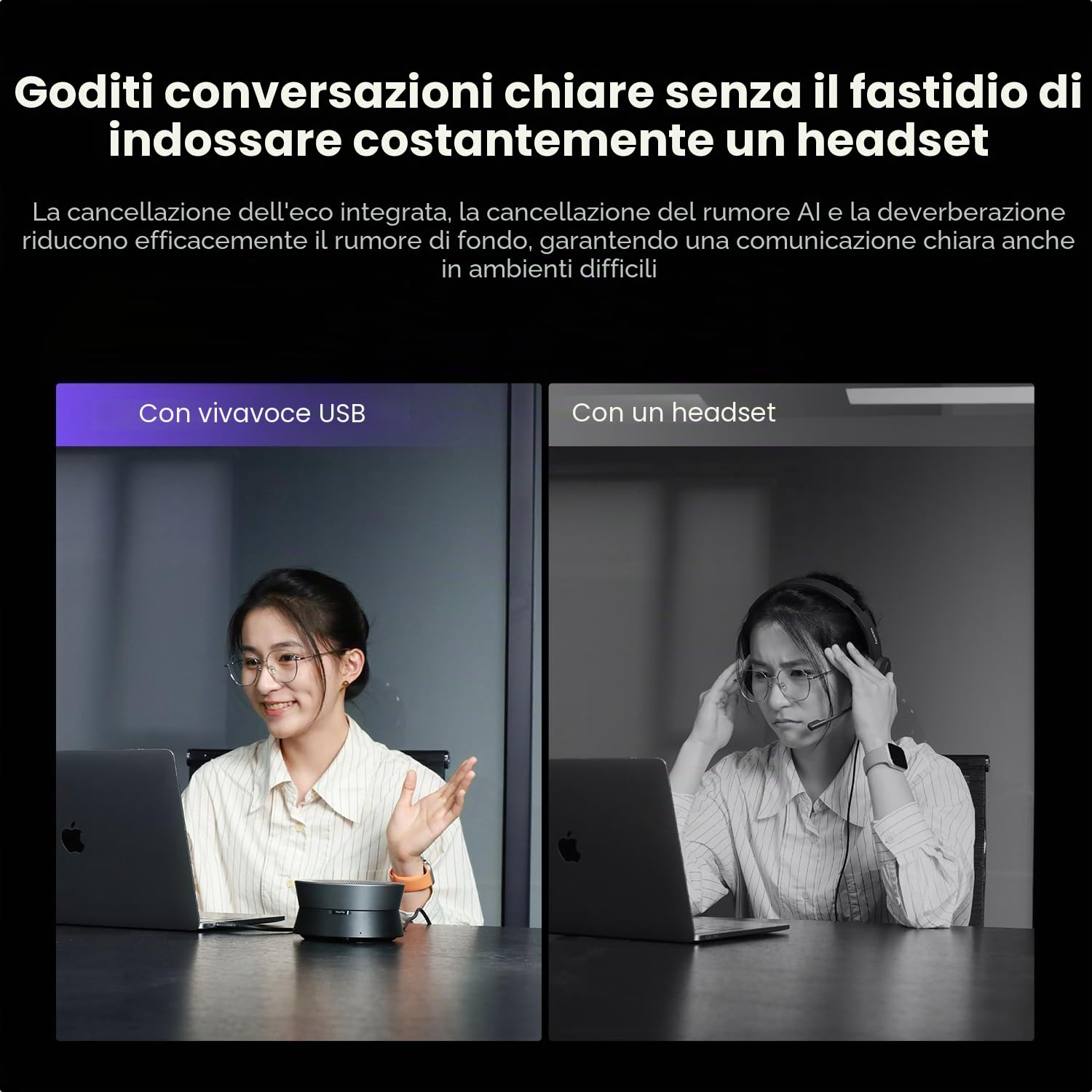 NEARITY A11 Altoparlante per conferenze, 4 microfoni USB Altoparlante AI con cancellazione del rumore 13ft Audio Pickup Plug and Play, per computer per conferenze online in ufficio