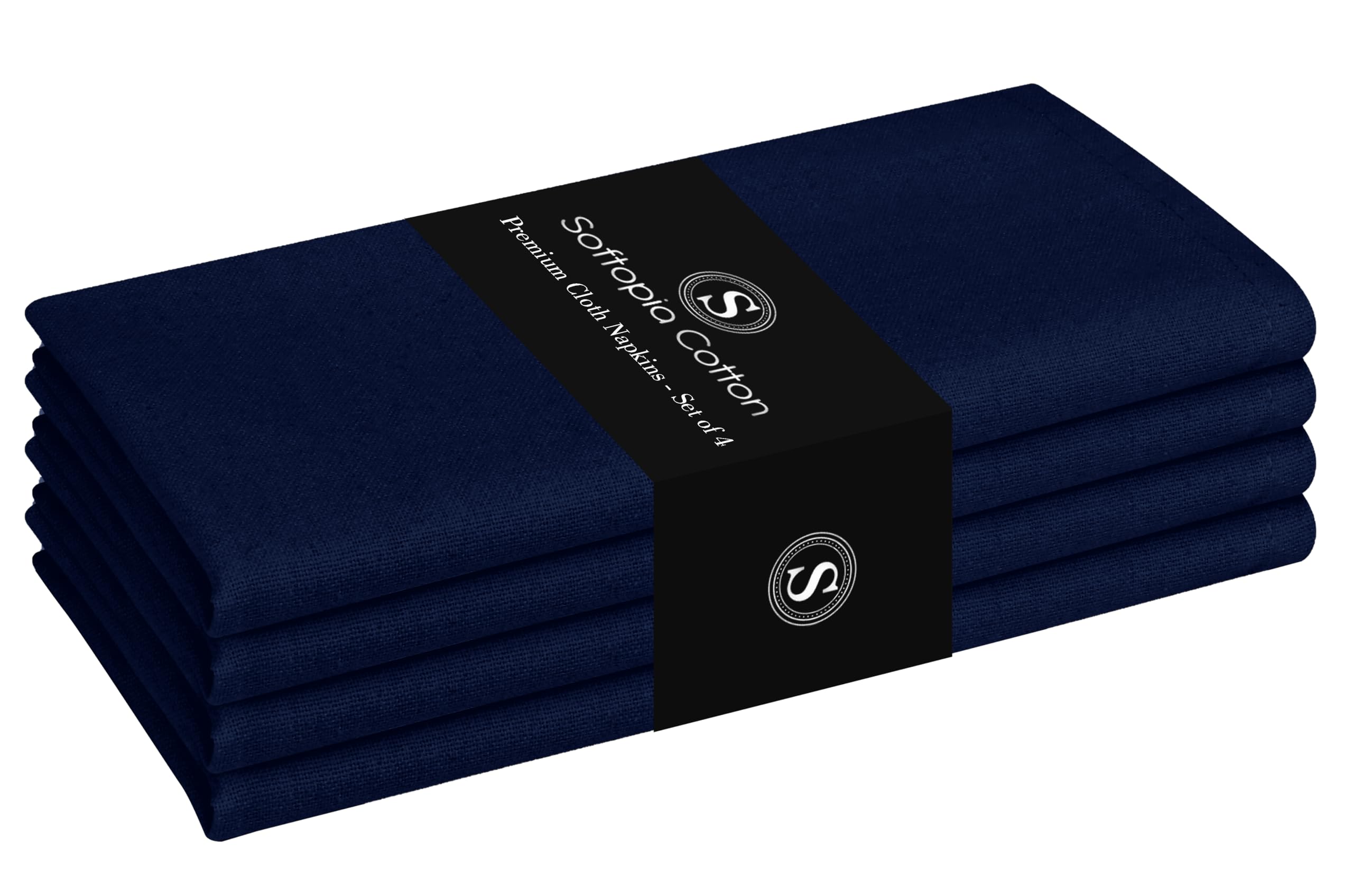 Cloth Napkin 17Inch x 17Inch, Washable &amp; Reusable Napkins, Set of 4, Durable, Absorbent, Soft Linen Table Napkins for Fall, Parties, Holiday, Lunch, Dinner, Everyday Use, Navy Blue