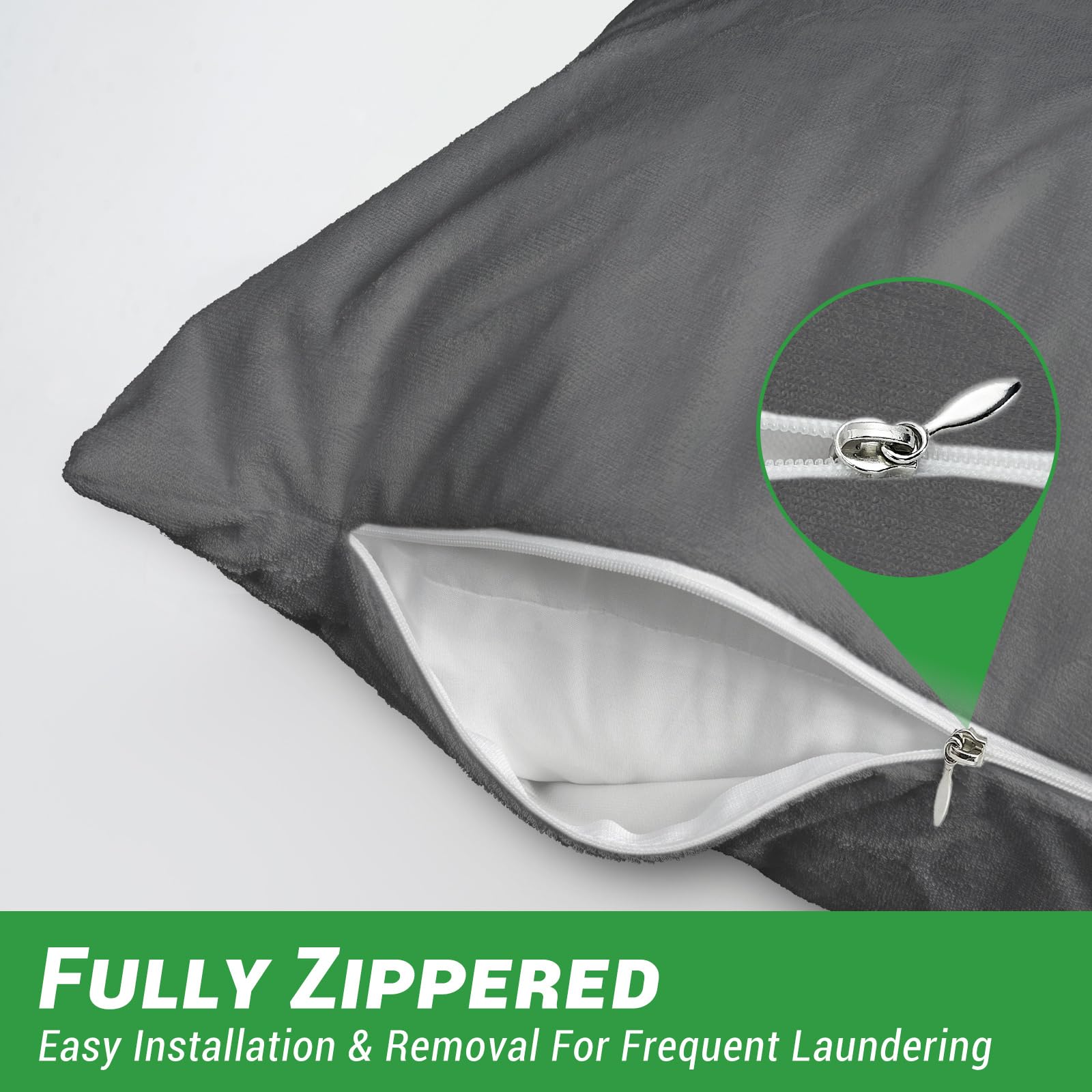 Gogreen Protector de almohada impermeable de rayón de bambú, funda de almohada transpirable, funda de almohada refrescante con cremallera, funda de almohada de rizo suave con cremallera (4 paquetes,