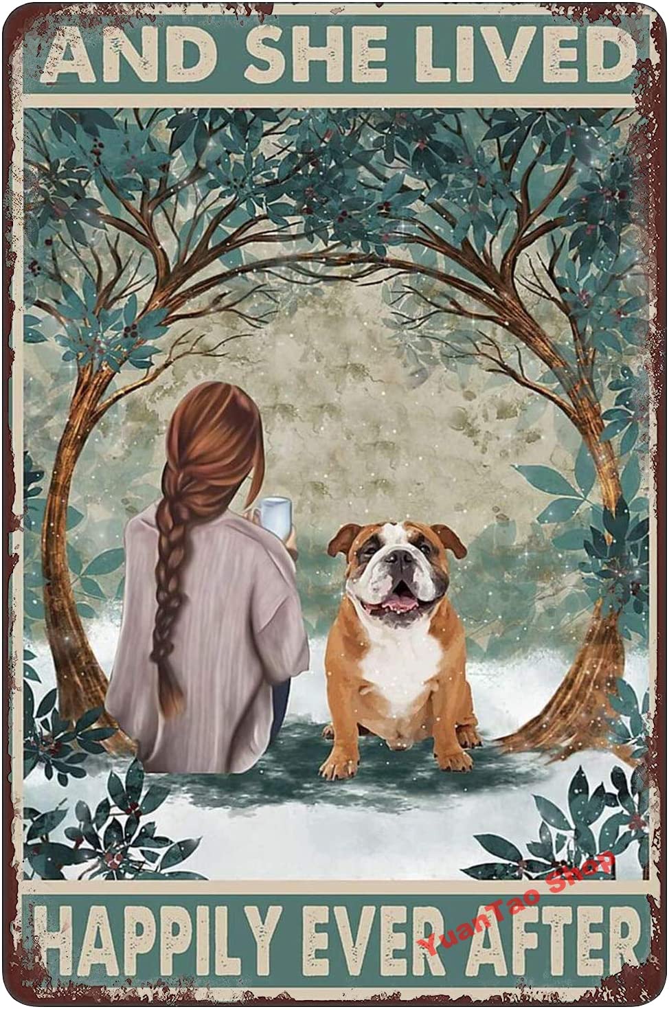 peiyeety Metal Tin Sign Happily Ever After Quote Vintage Decorative Metal Wall Art Plaque For Home Living Room Bedroom Farmhouse Patio Rustic Wall Decor 12x16 Inch