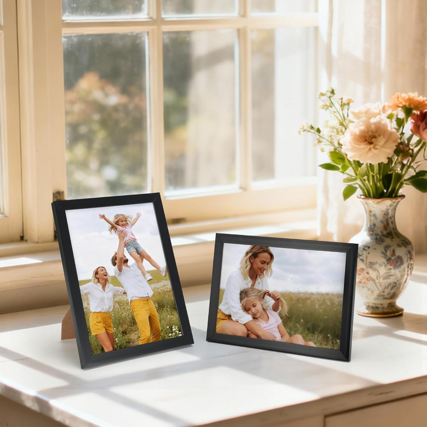 Schliersee 5x7 Black Picture Frames Set of 12, Elegant Collage Family Frame for 5 by 7 Photo, Wall and Tabletop Display