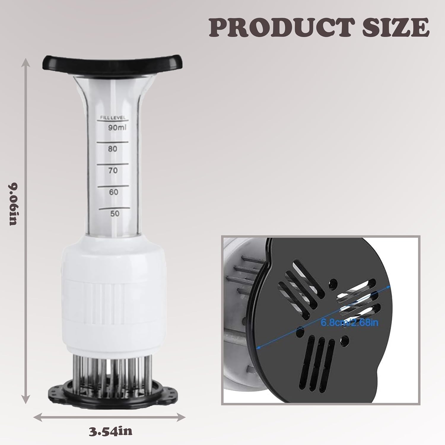 Stainless Steel Meat Injector - 1 Pack Seasoning Injector Marinade Injector for BBQ Turkey Chicken - Flavor Tenderizer Syringe for Poultry Cooking