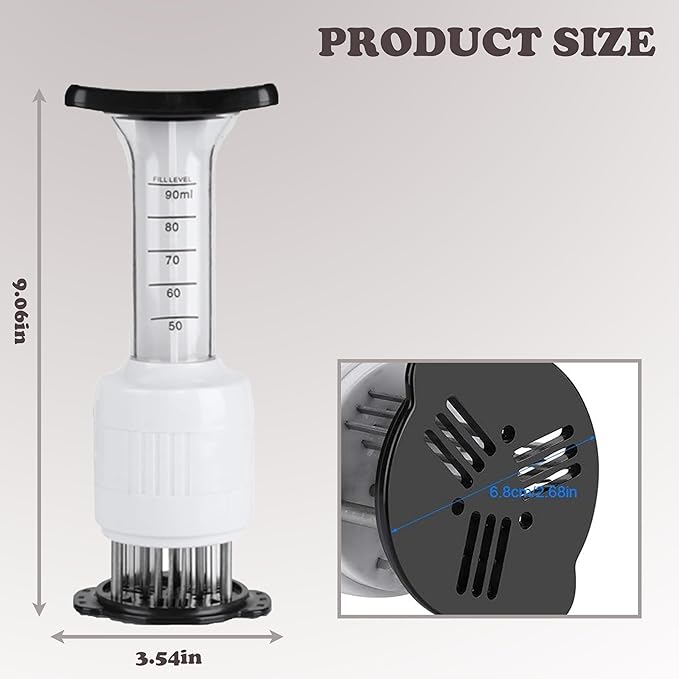 Inyector de Carne de Acero Inoxidable - Jeringa para Adobar miniatura 2