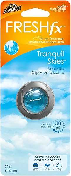 Armor All Fresh FX Car Air Freshener , Car Odor Eliminator, Tranquil Skies Scent, 0.08 Fl Oz