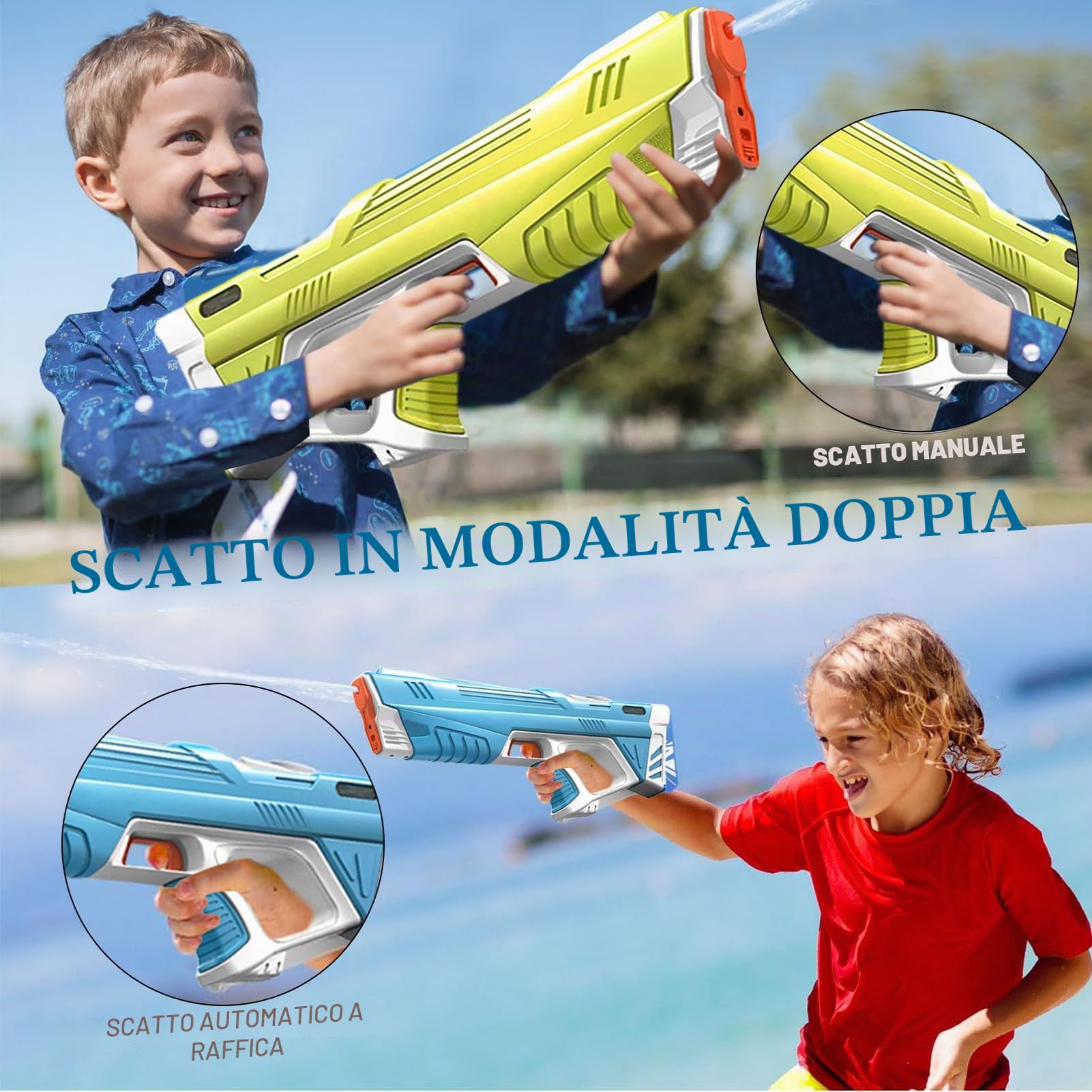 Pistole ad Acqua Elettriche,Pistola ad acqua automatica,Pistola ad Acqua Elettrica per Bambini e Adulti,Ricaricabile Water Blaster,Potente Pistola Acqua,Pistola ad Acqua Elettrica Super Potente,giallo